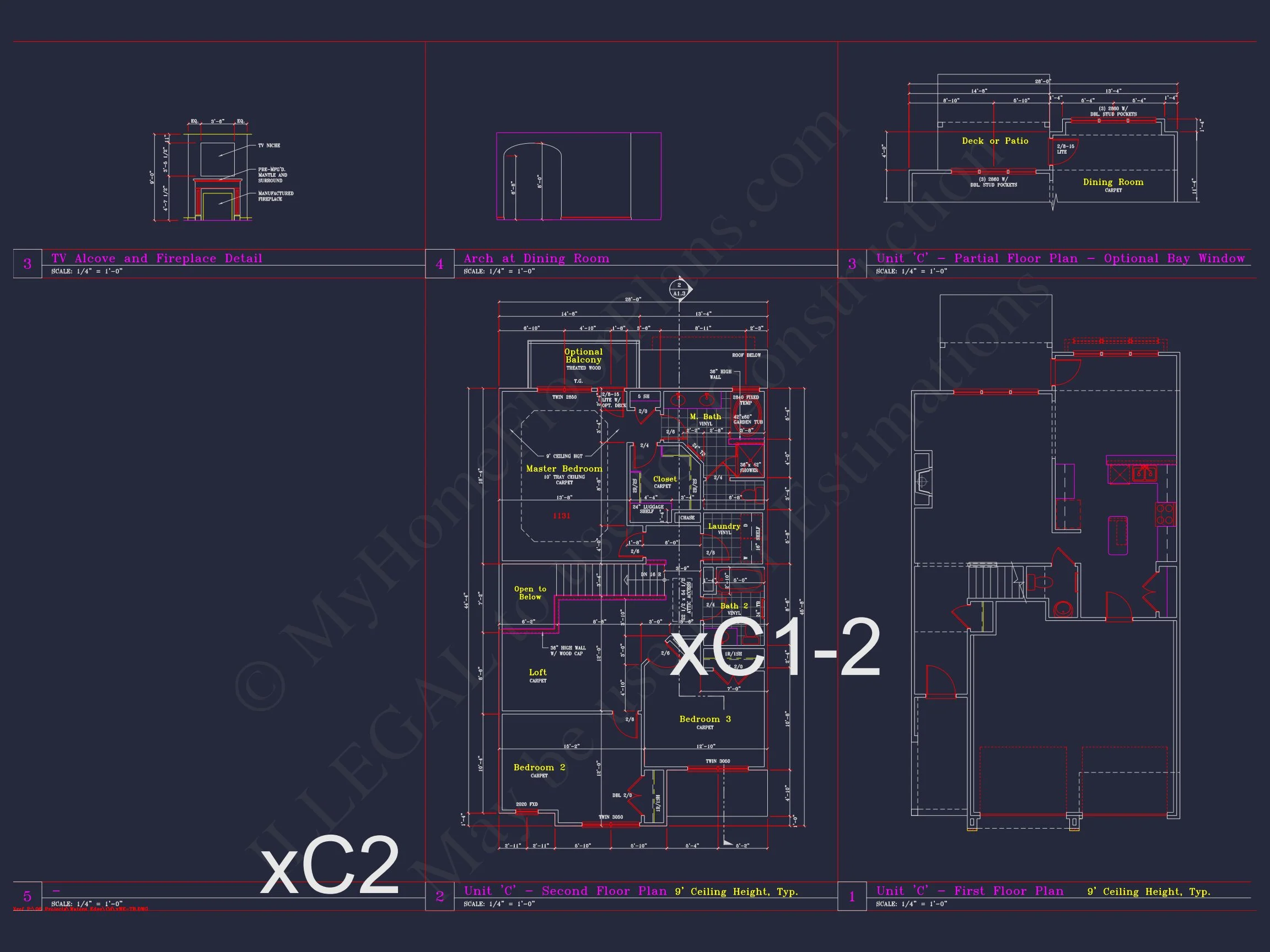 8-1930-4 TOWNHOUSE PLAN - Stylish 2-Bedroom Townhouse Floor Plan with CAD Blueprint Design 16 Stylish 2-Bedroom Townhome Floor Plan with CAD Blueprint Design