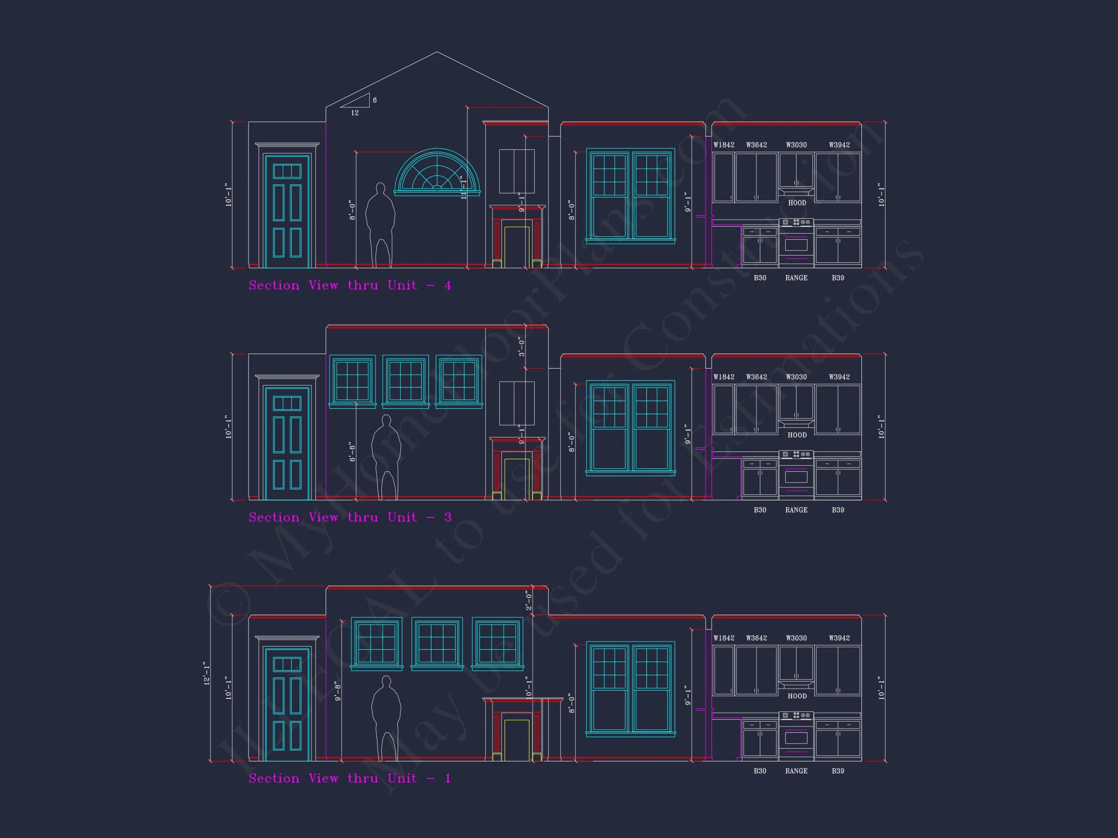 8-1930-4 TOWNHOUSE PLAN - Stylish 2-Bedroom Townhouse Floor Plan with CAD Blueprint Design 17 Stylish 2-Bedroom Townhome Floor Plan with CAD Blueprint Design