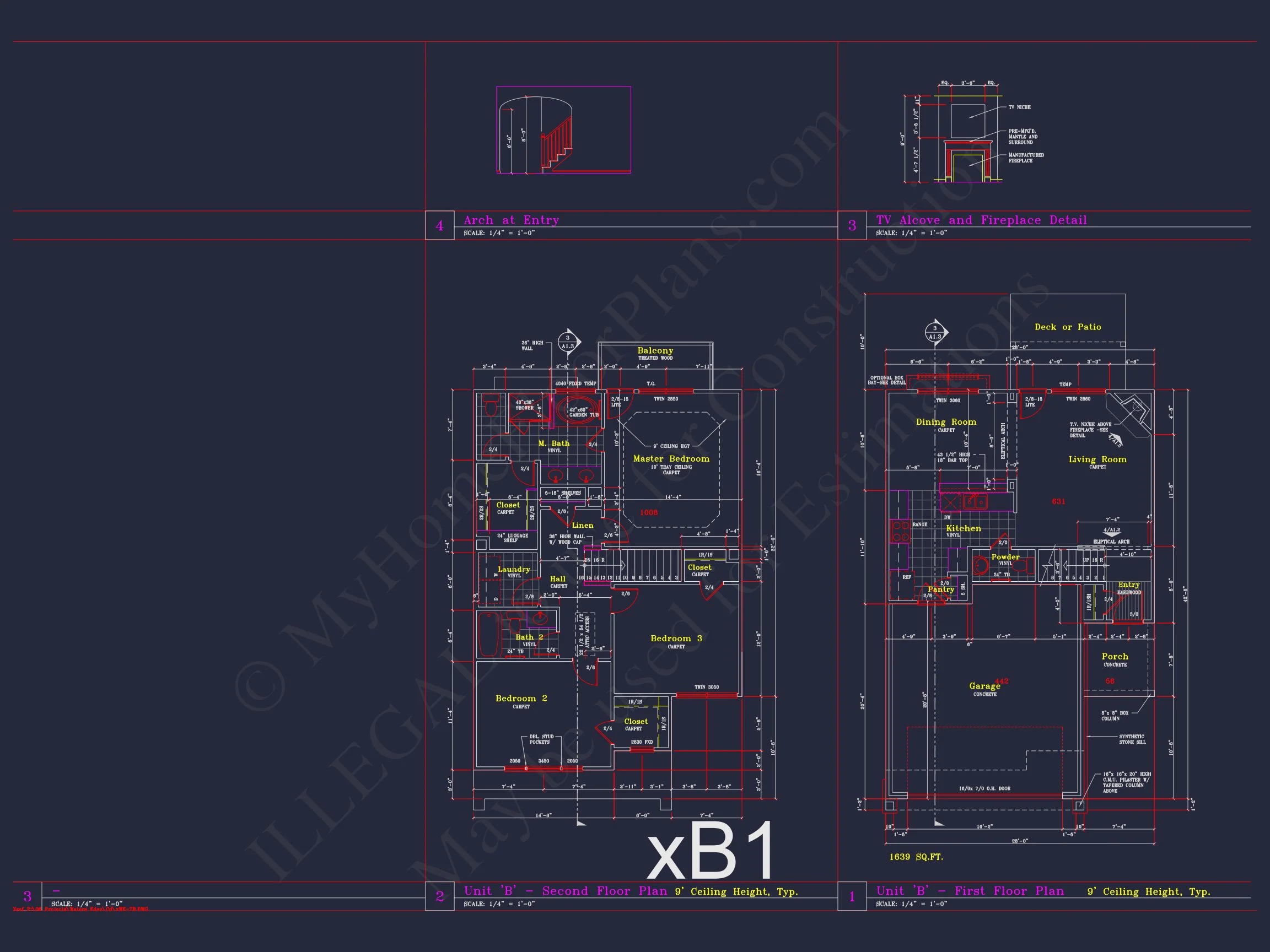 8-1930-4 TOWNHOUSE PLAN - Stylish 2-Bedroom Townhouse Floor Plan with CAD Blueprint Design 11 Stylish 2-Bedroom Townhome Floor Plan with CAD Blueprint Design