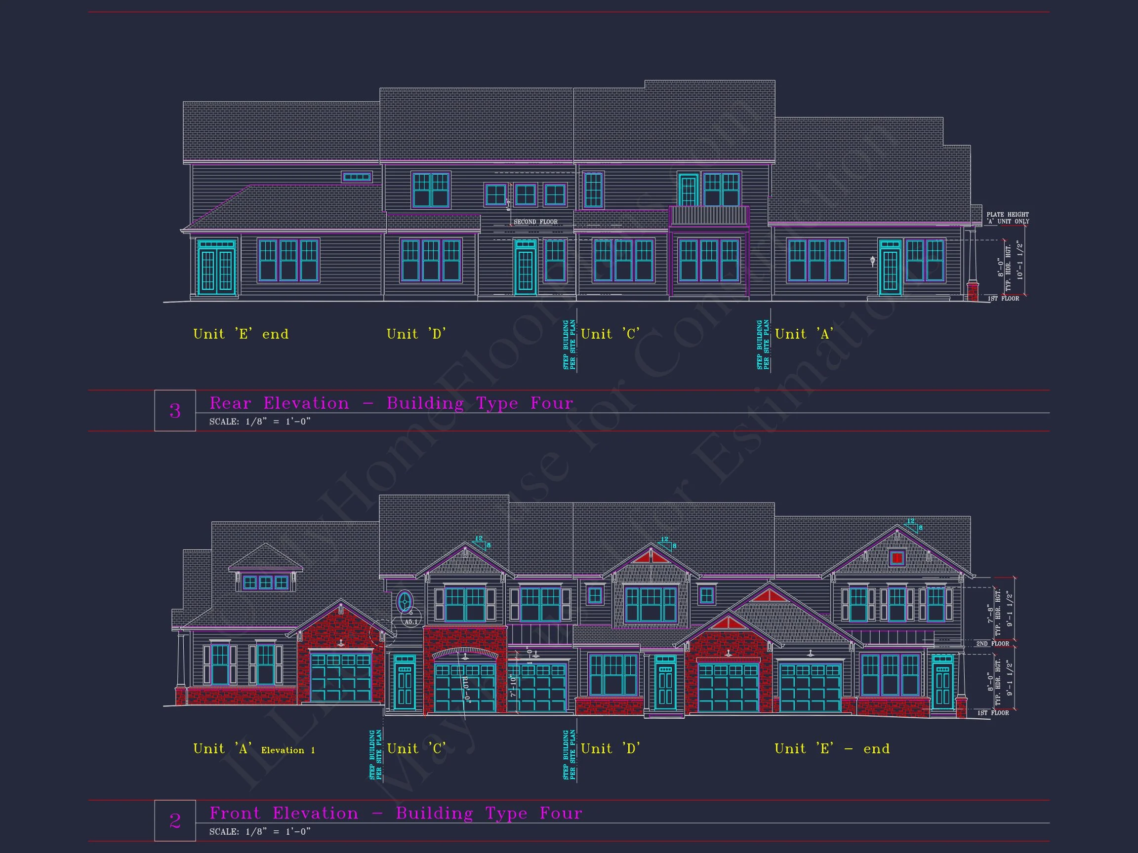 8-1930-4 TOWNHOUSE PLAN - Stylish 2-Bedroom Townhouse Floor Plan with CAD Blueprint Design 2 Stylish 2-Bedroom Townhome Floor Plan with CAD Blueprint Design