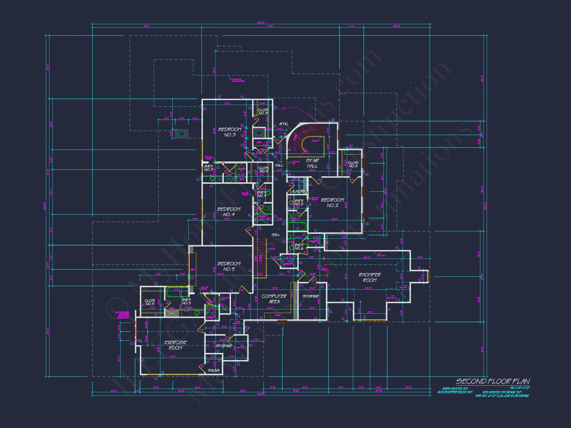 Spacious 5-Bedroom house Floor Plan with Detailed CAD Designs