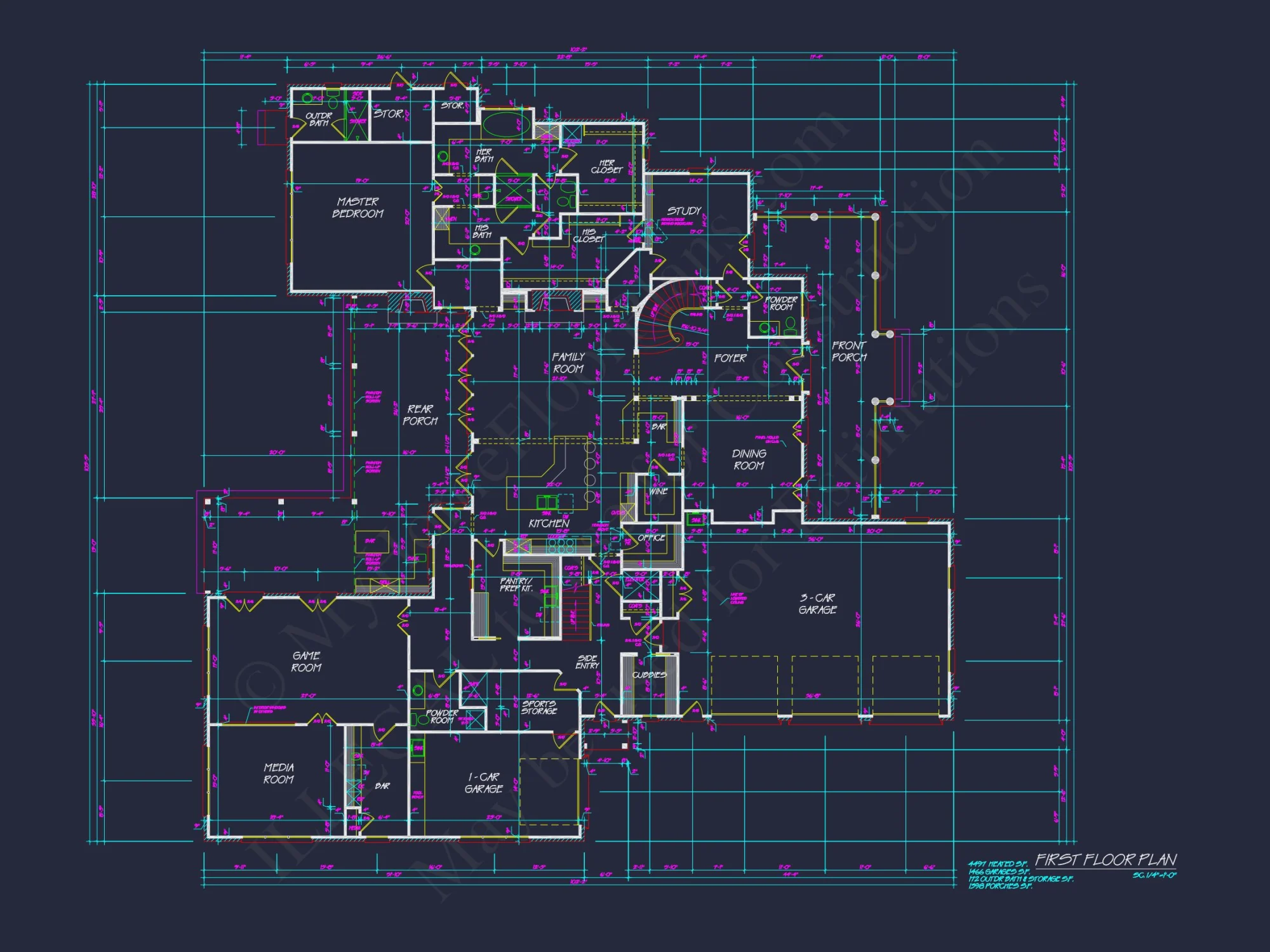 Spacious 5-Bedroom house Floor Plan with Detailed CAD Designs