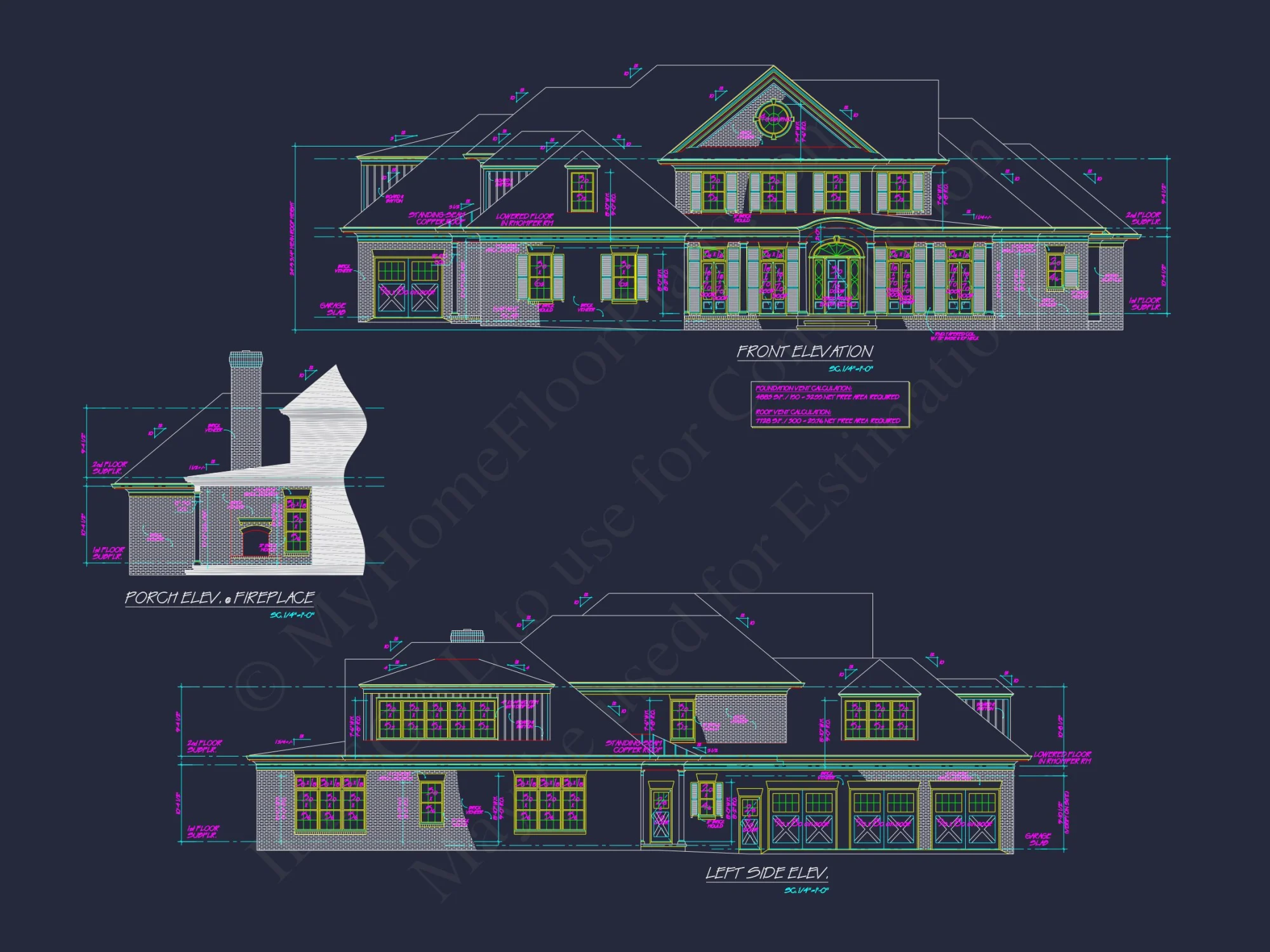 Spacious 5-Bedroom house Floor Plan with Detailed CAD Designs