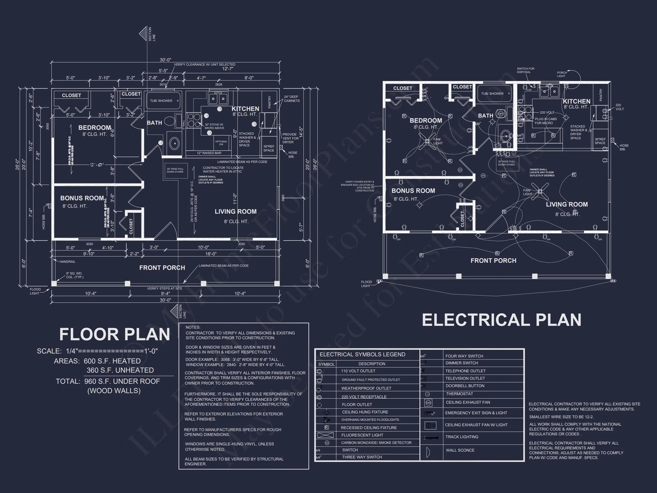 19-1008 HOUSE PLAN - Compact Beach House Plan with 1-Story CAD Designs & Blueprint 6 Compact Beach house Plan with 1-Story CAD Designs & Blueprint