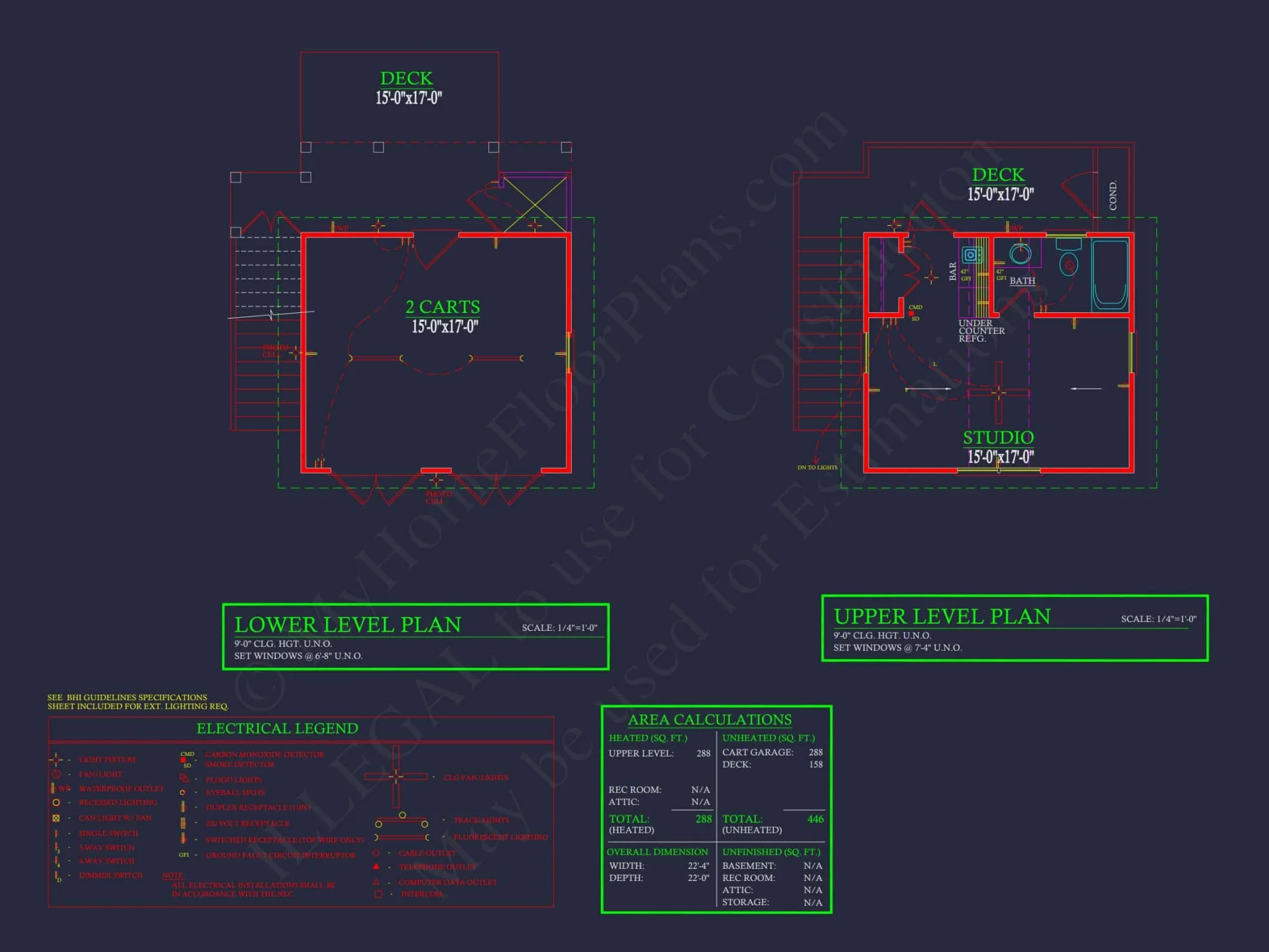 Compact house Plan with Studio & Cart Garage - CAD Designs