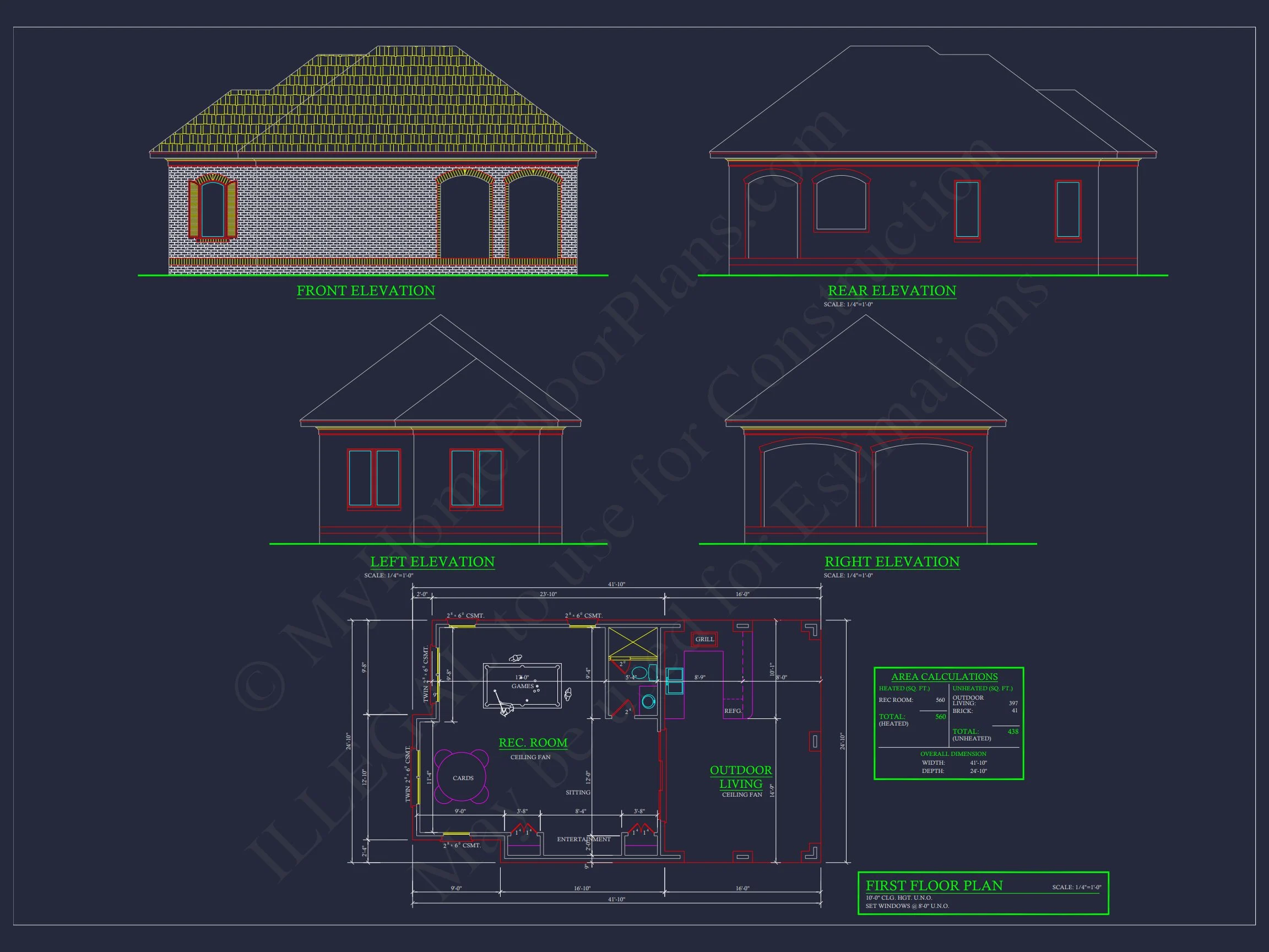 15-1930 POOL HOUSE PLAN - Modern Pool House Floor Plan with CAD Blueprint Designs 4 Modern Pool House Floor Plan with CAD Blueprint Designs