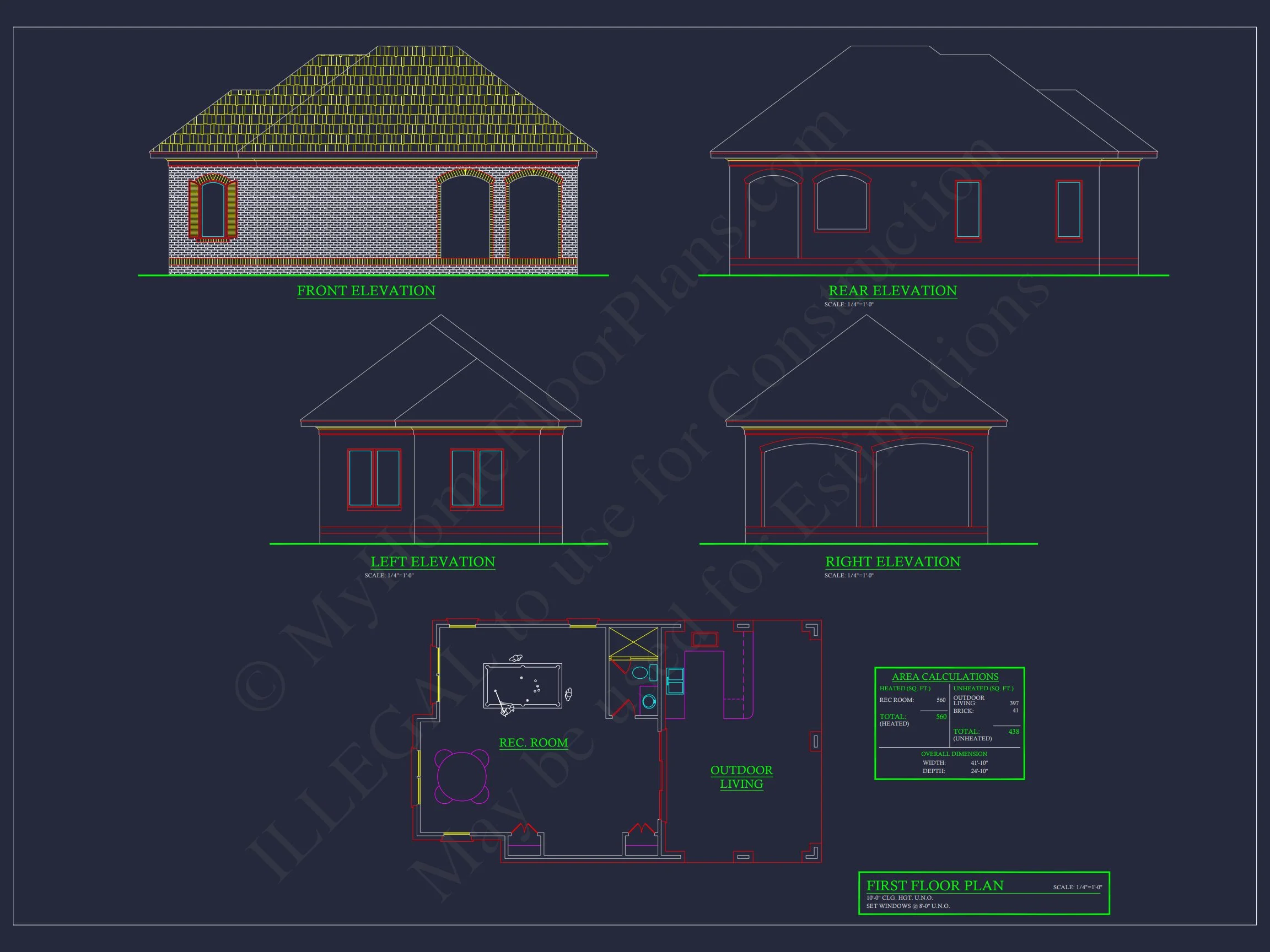15-1930 POOL HOUSE PLAN - Modern Pool House Floor Plan with CAD Blueprint Designs 2 Modern Pool House Floor Plan with CAD Blueprint Designs
