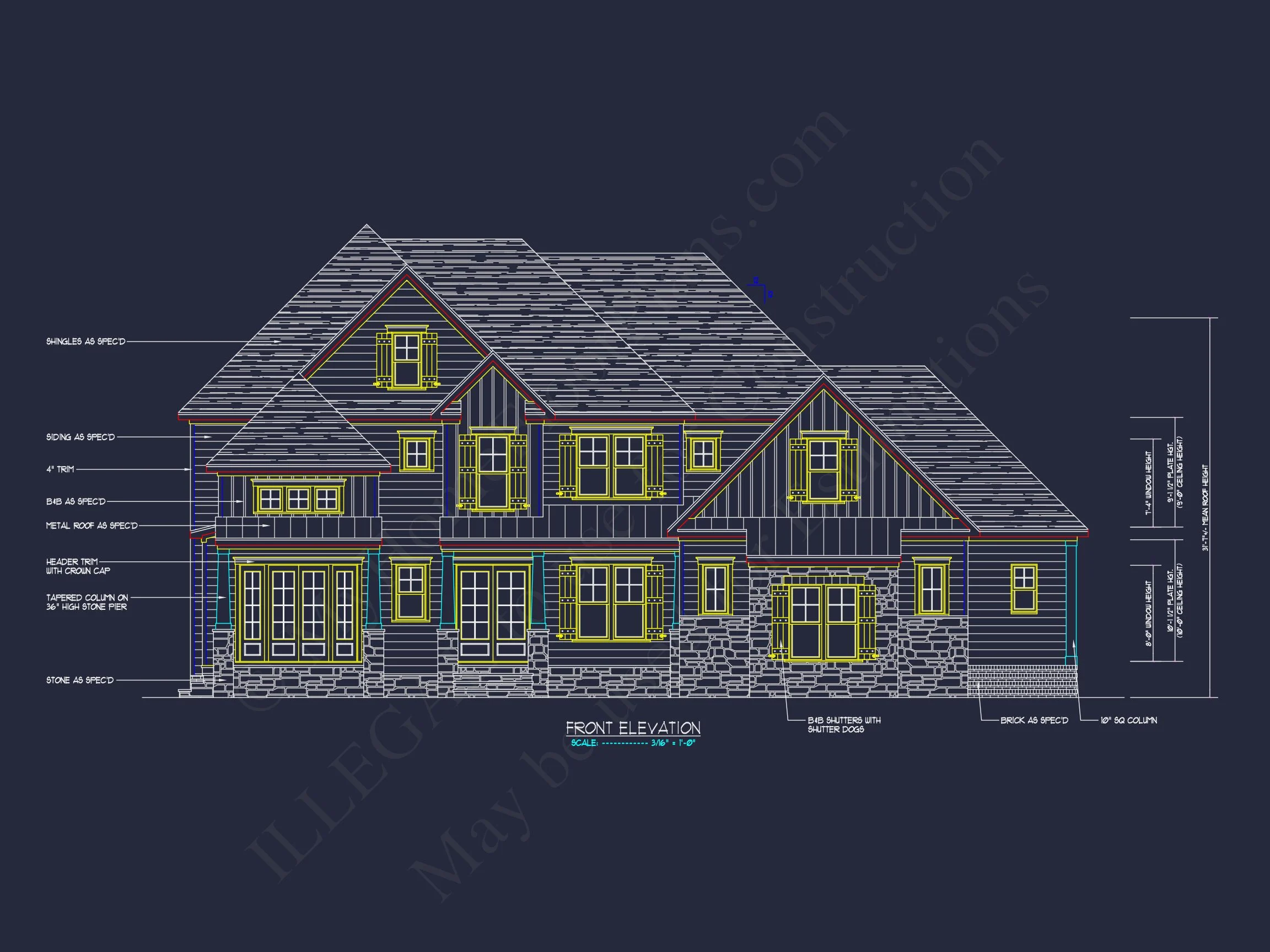 15-1054 HOUSE PLAN - Traditional Craftsman House Plan with 2-Story Design & CAD Blueprints 2 Traditional Craftsman house Plan with 2-Story Design & CAD Blueprints