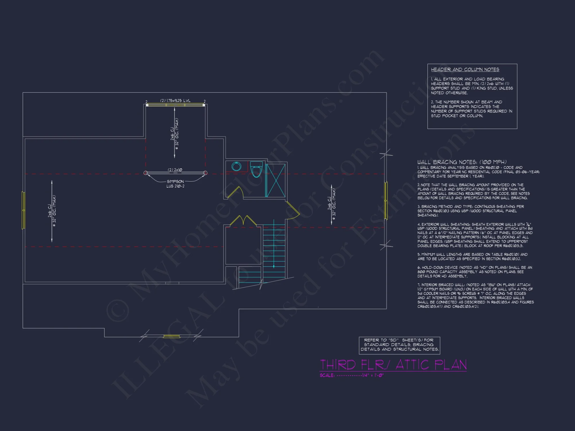 Versatile 2.5 Story house Floor Plan with CAD Designs