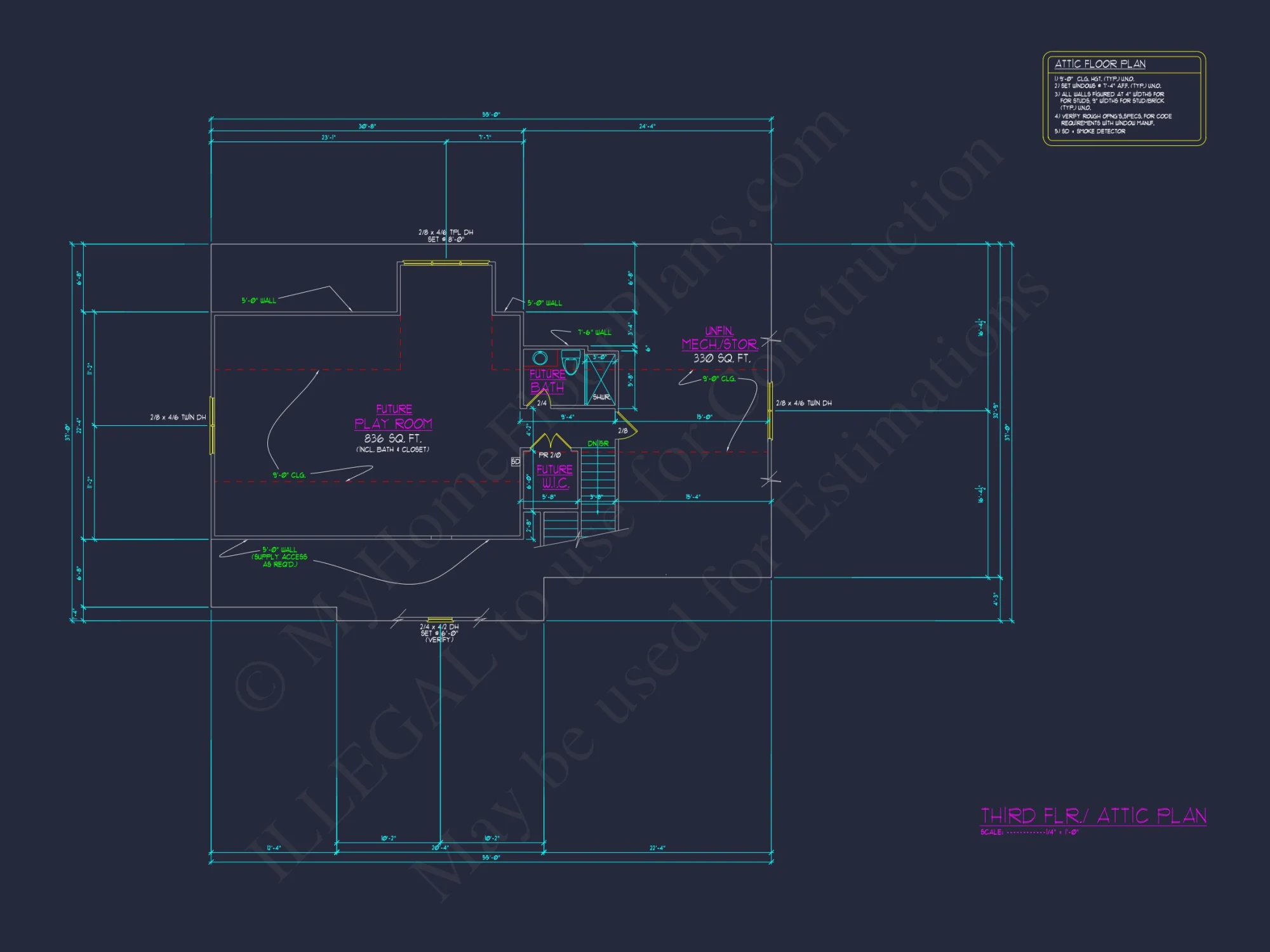 Versatile 2.5 Story house Floor Plan with CAD Designs