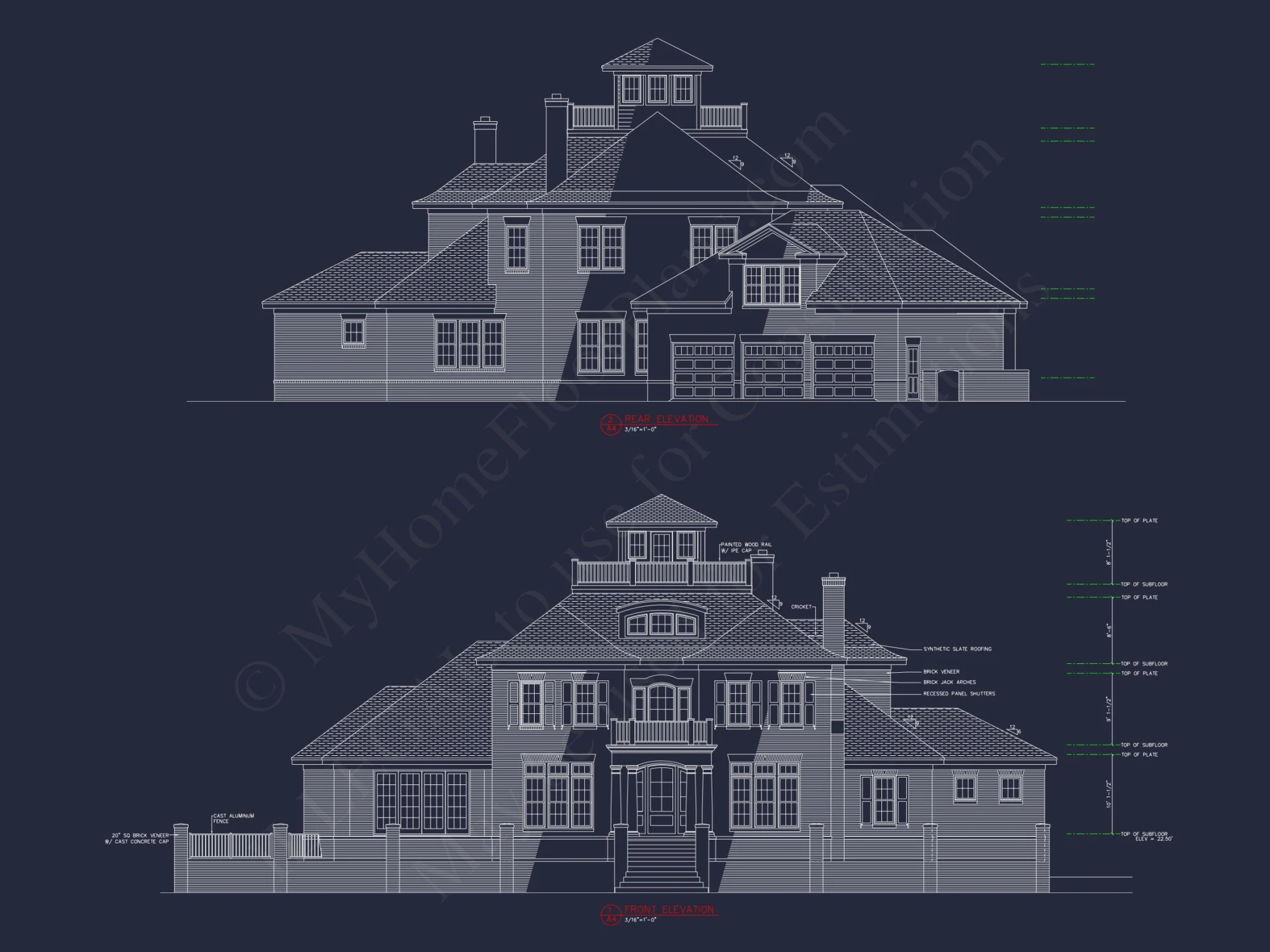 Luxury house Plan with CAD Designs, 3 Floors & 5 Bedrooms