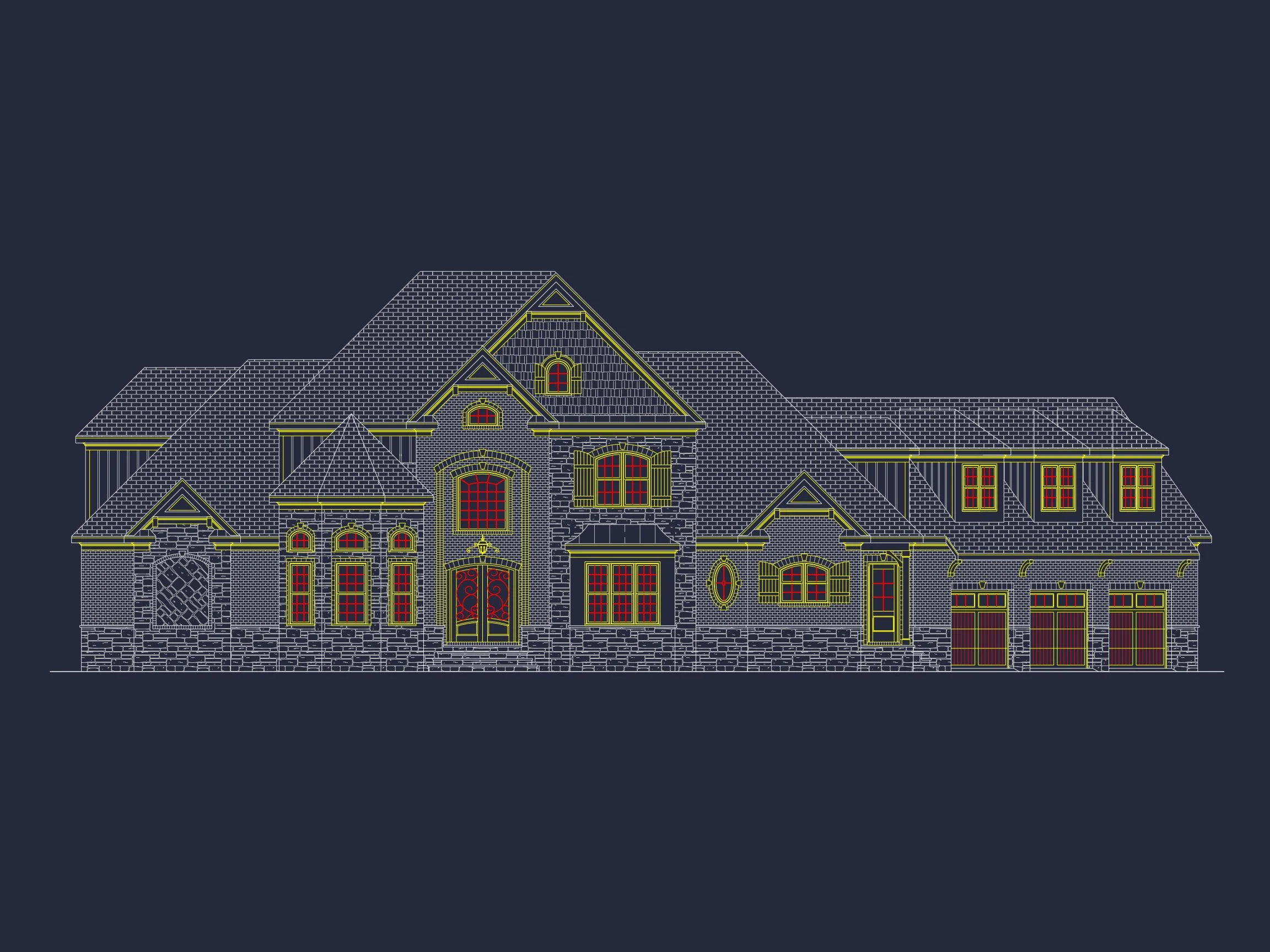 12-2860 HOUSE PLAN - 5-Bed, 6-Bath, 6,413 SF French Provincial House Plan 3 Luxury house Plan with Detailed Floor Plan, CAD, and Blueprint Designs