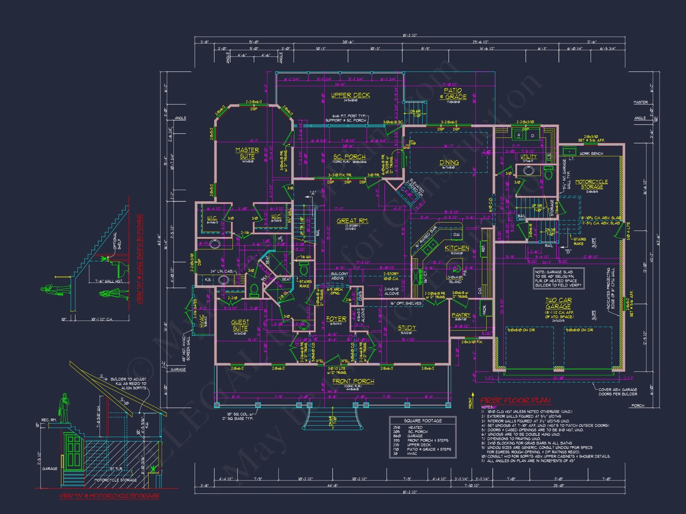 11-1875 HOUSE PLAN - Elegant House Floor Plan featuring Southern Architecture and CAD Designs 9 Elegant house Floor Plan featuring Southern Architecture and CAD Designs