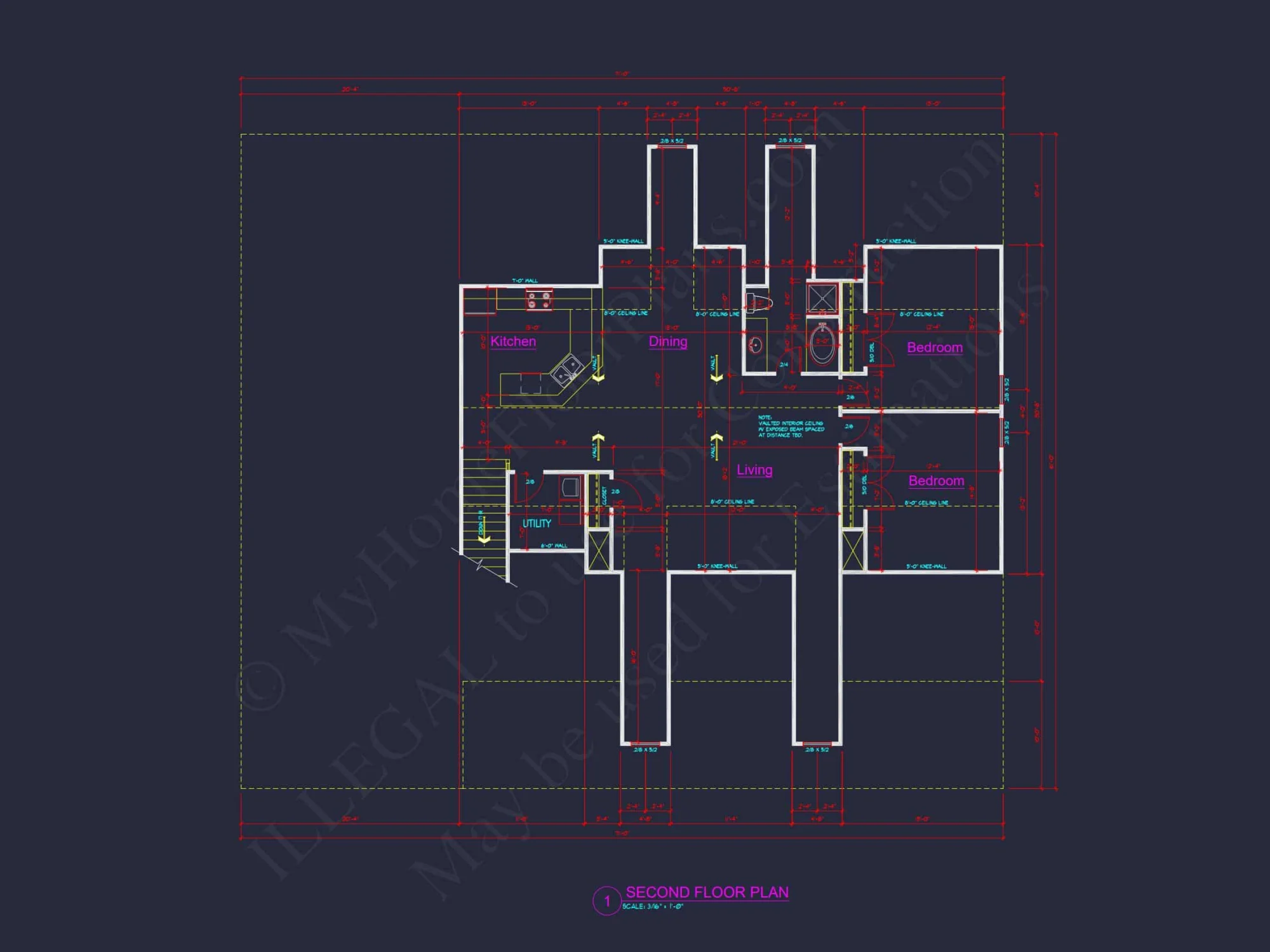 Efficient Garage house Plan with Living Space, Blueprint & CAD Design