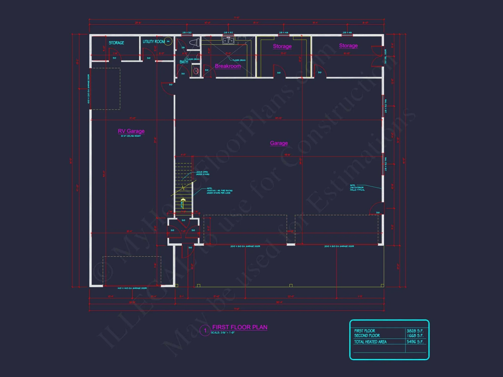 Efficient Garage house Plan with Living Space, Blueprint & CAD Design