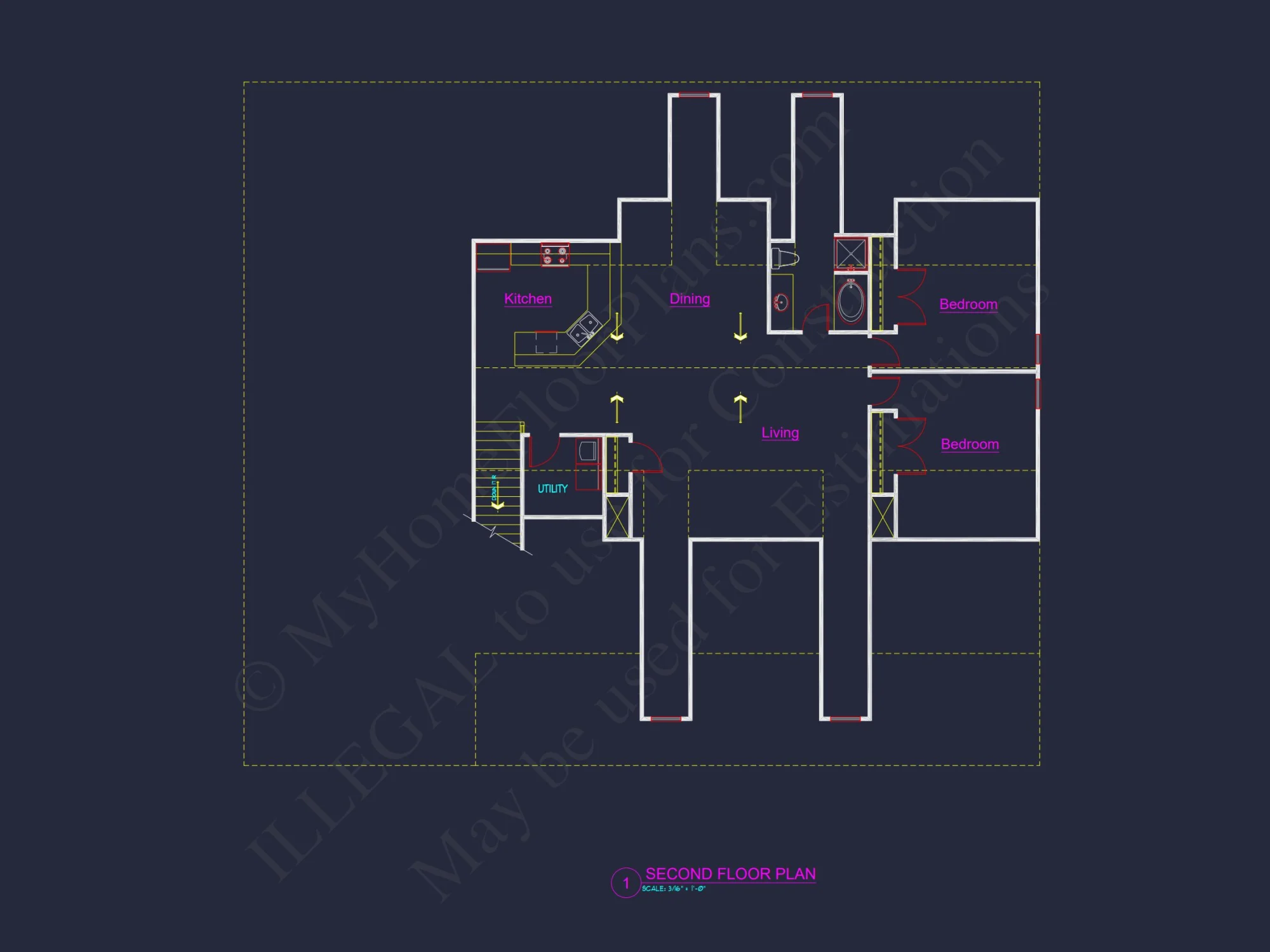 Efficient Garage house Plan with Living Space, Blueprint & CAD Design
