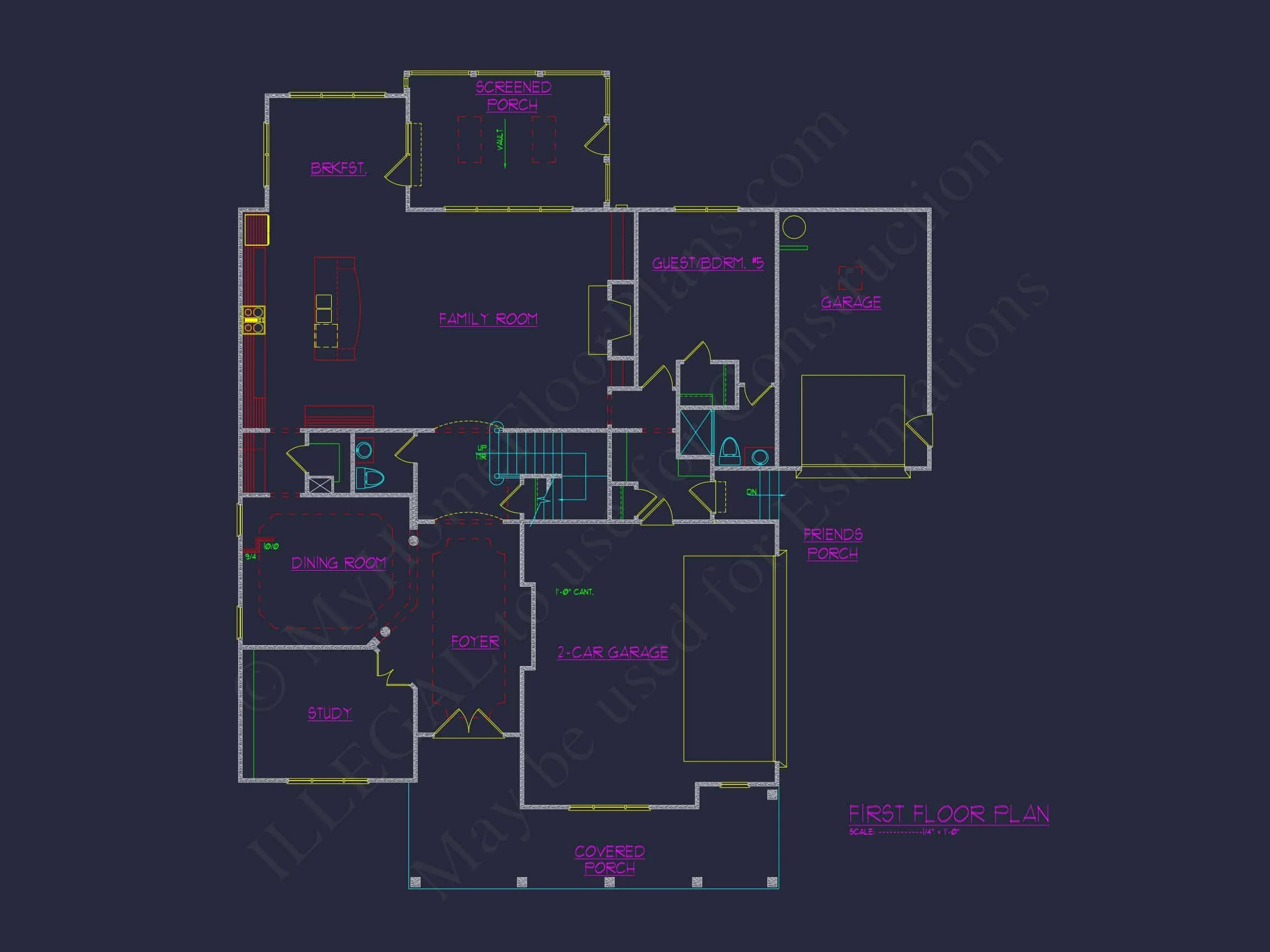 11-1087 HOUSE PLAN - Traditional Craftsman House Plan with 5 Bedrooms and CAD Designs 4 Traditional Craftsman house Plan with 5 Bedrooms and CAD Designs