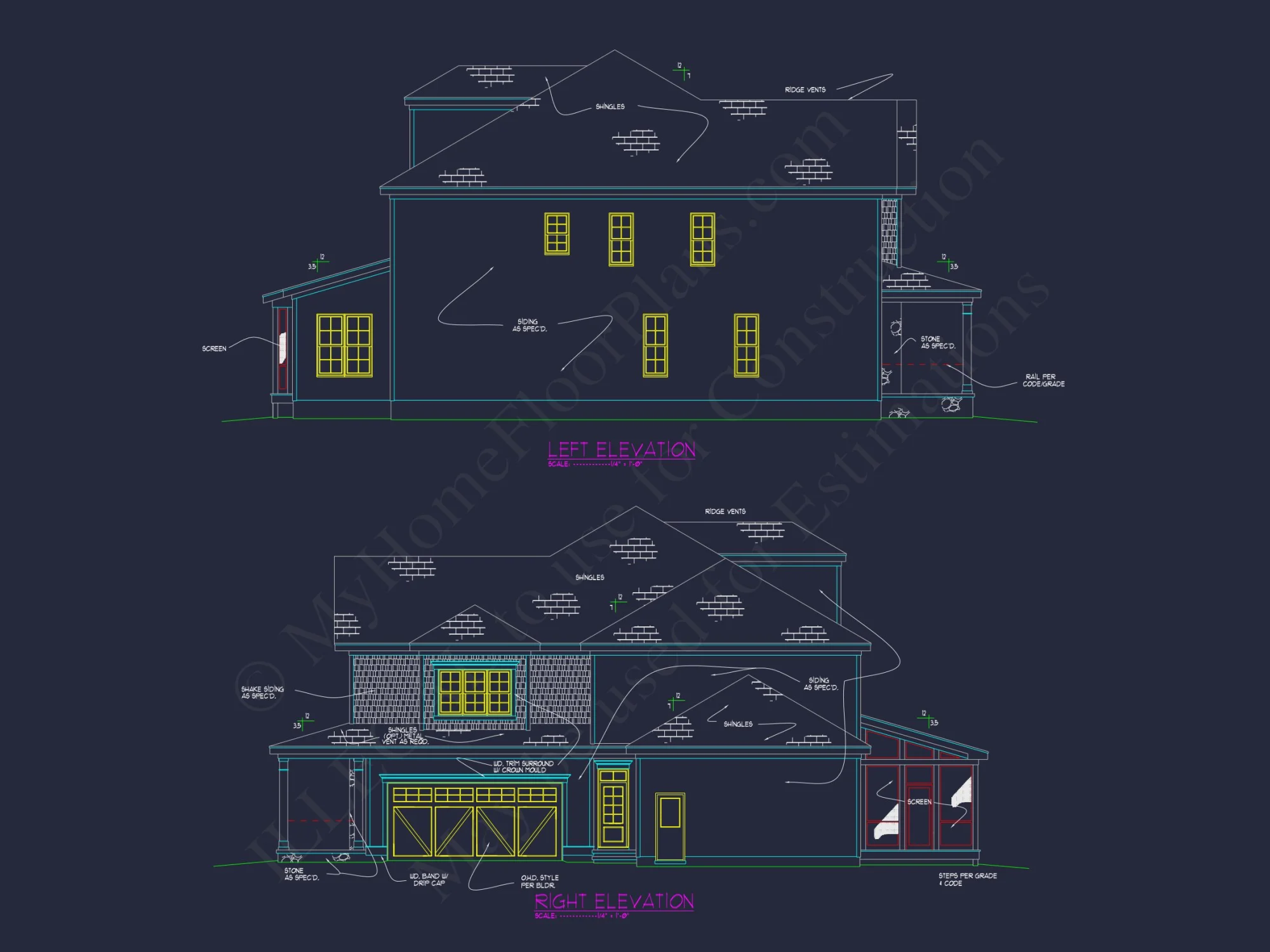 Traditional Craftsman house Plan with 5 Bedrooms and CAD Designs