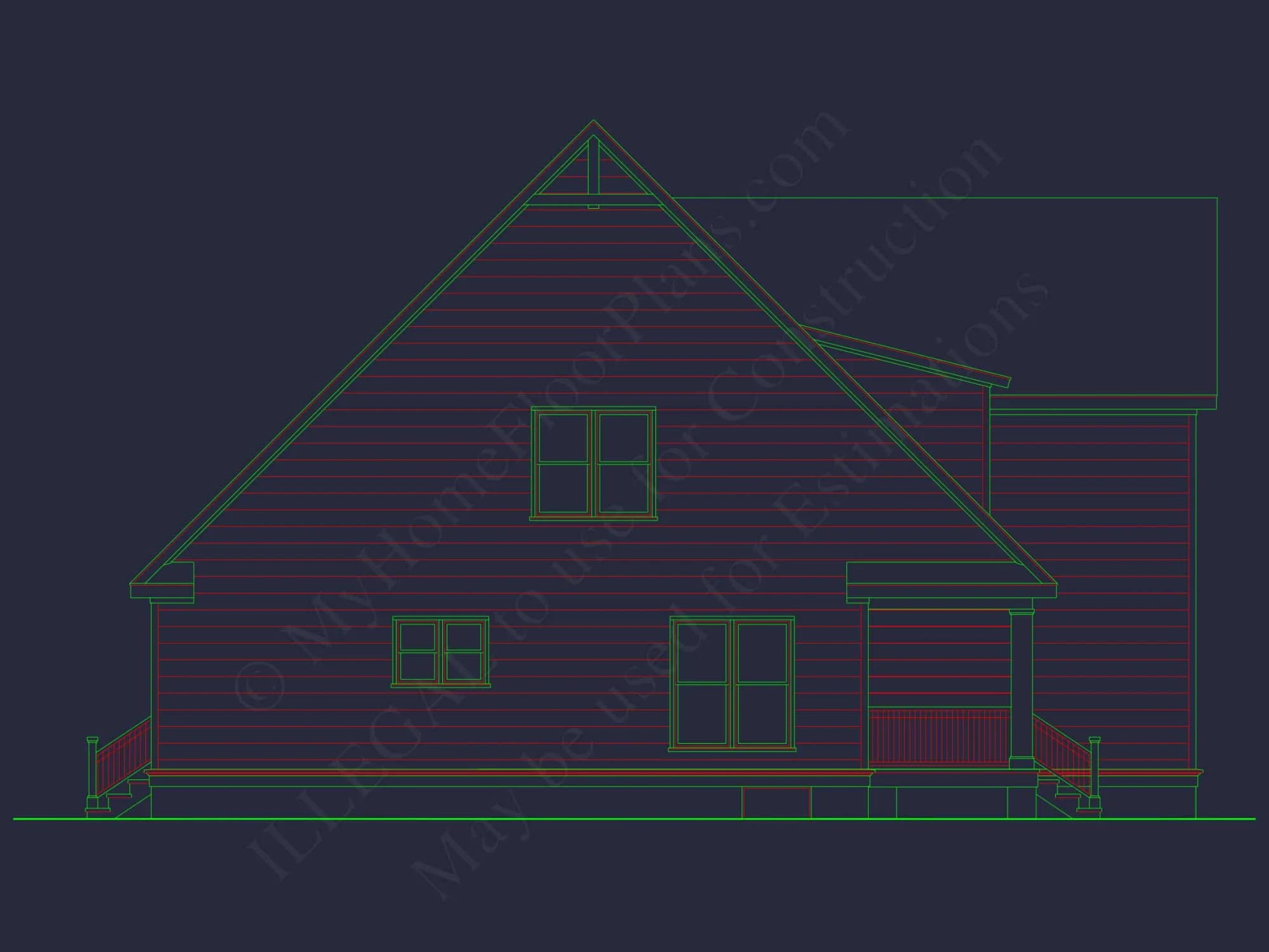 Modern Craftsman house Plan: CAD Blueprint with Floor Designs