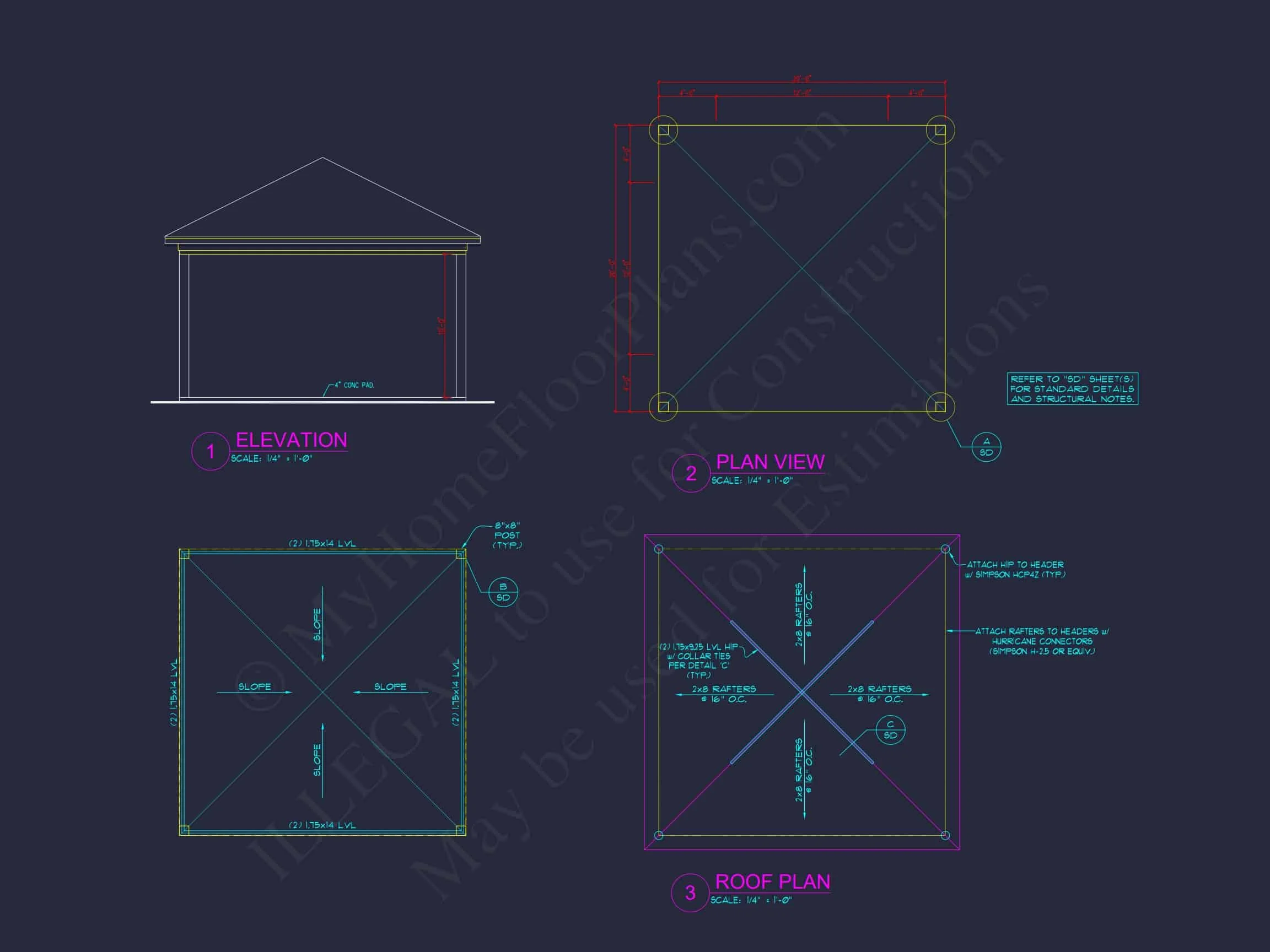 9-1075 POOLHOUSE - Cabin Pool House Plan - 743 Sq Ft - 1 Bed, 1 Bath - CAD, Floor Plans, & Blueprints 7 Cabin Pool House Plan - 743 Sq Ft - 1 Bed, 1 Bath - CAD, Floor Plans, & Blueprints