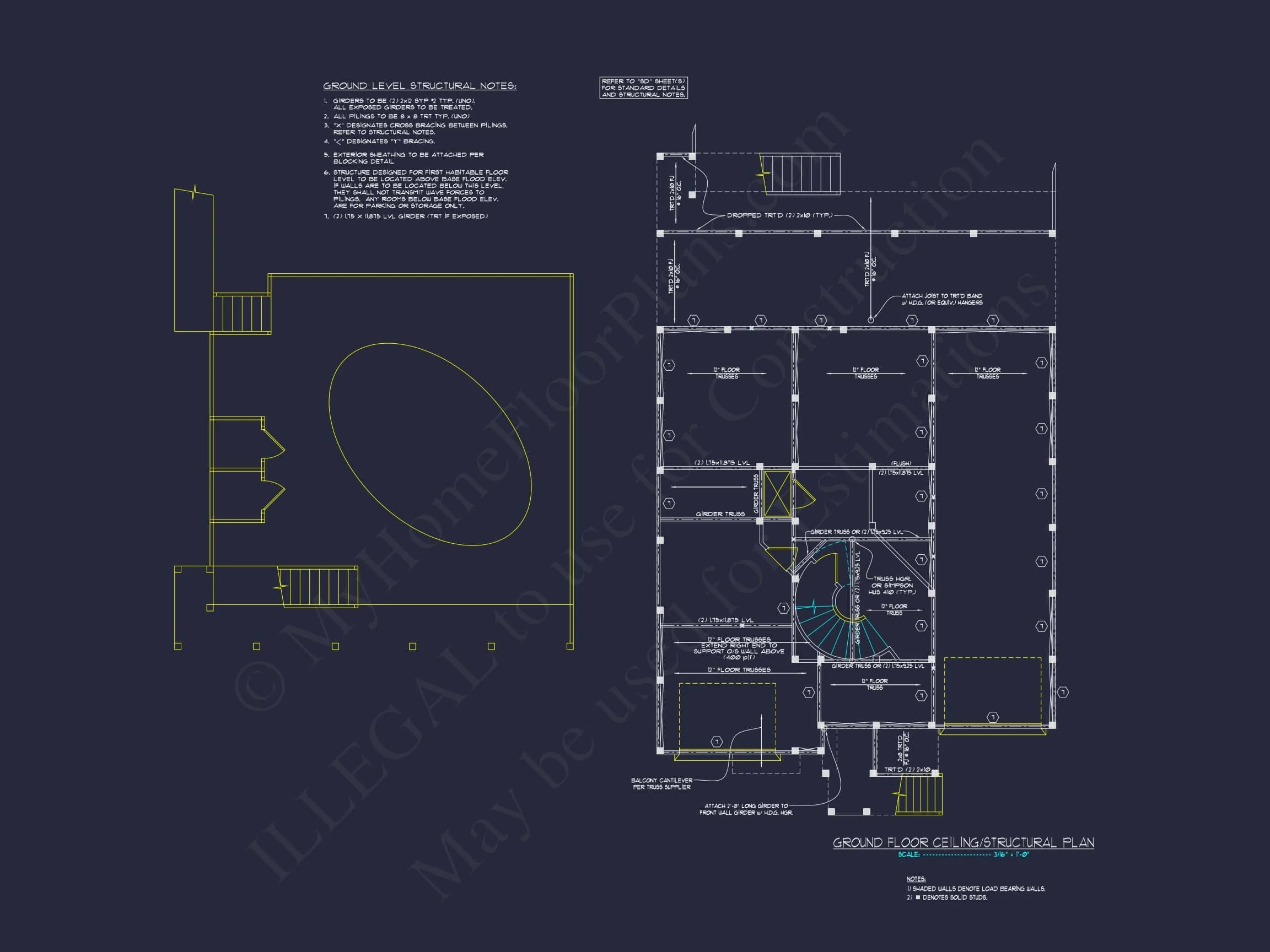 9-1056 HOUSE PLAN - 7-Bed, 5-Bath, 5,693 SF Coastal Beach House Plan 41 Coastal house Floor Plan with 7+ Bedrooms and CAD Designs