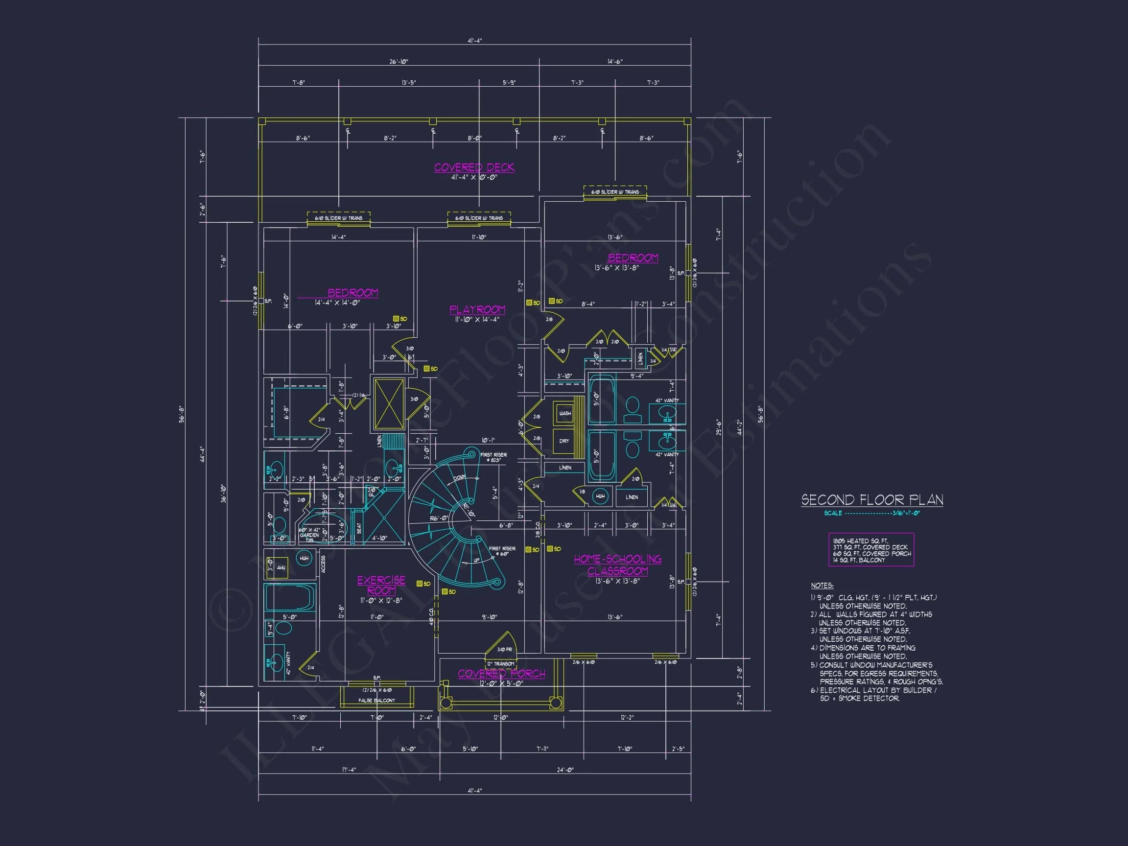 9-1056 HOUSE PLAN - 7-Bed, 5-Bath, 5,693 SF Coastal Beach House Plan 37 Coastal house Floor Plan with 7+ Bedrooms and CAD Designs
