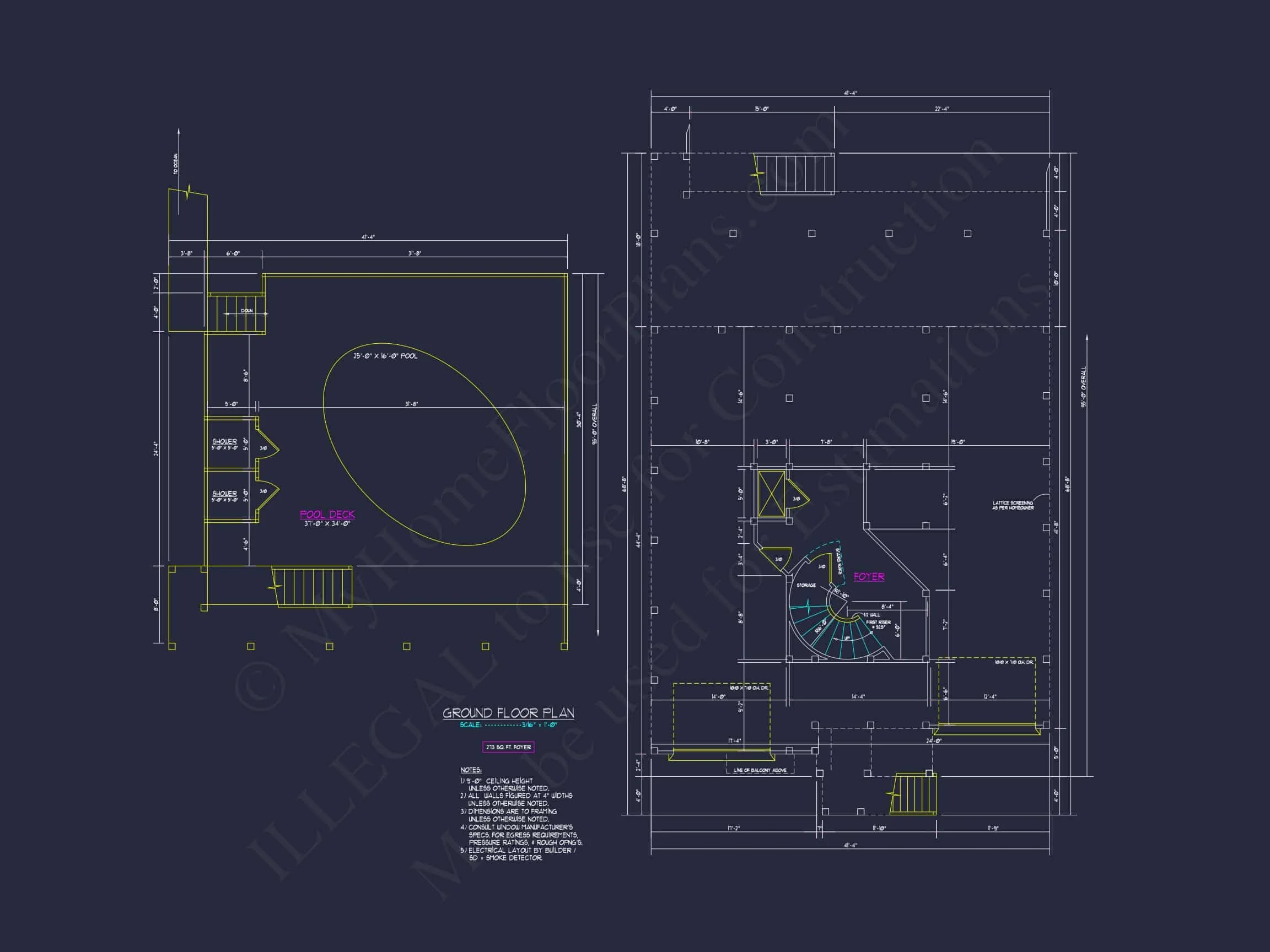 9-1056 HOUSE PLAN - 7-Bed, 5-Bath, 5,693 SF Coastal Beach House Plan 33 Coastal house Floor Plan with 7+ Bedrooms and CAD Designs