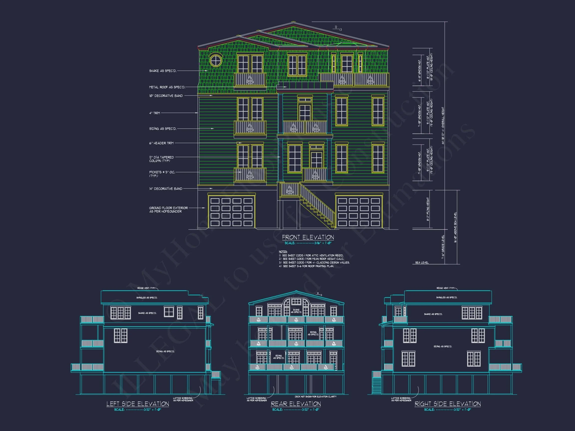 9-1056 HOUSE PLAN - 7-Bed, 5-Bath, 5,693 SF Coastal Beach House Plan 31 Coastal house Floor Plan with 7+ Bedrooms and CAD Designs