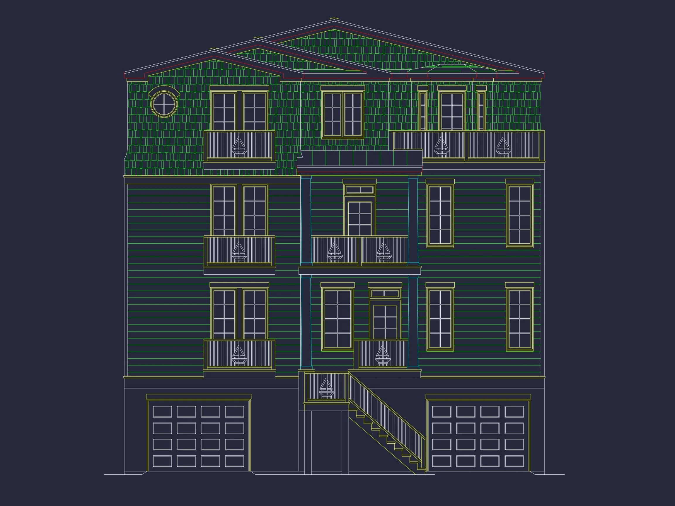 9-1056 HOUSE PLAN - 7-Bed, 5-Bath, 5,693 SF Coastal Beach House Plan 30 Coastal house Floor Plan with 7+ Bedrooms and CAD Designs