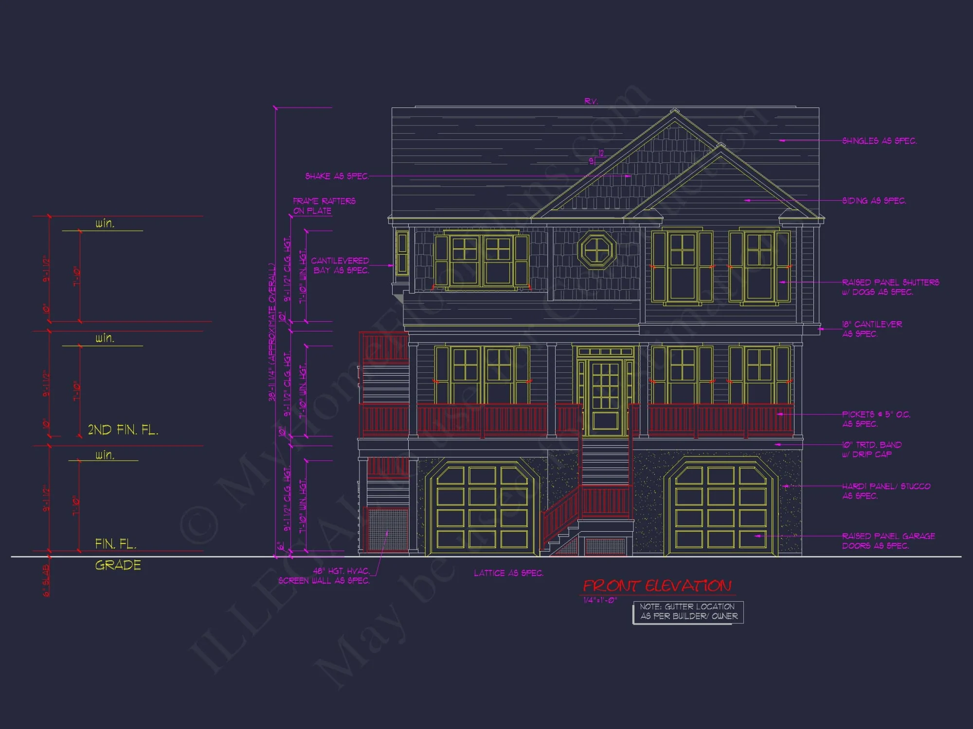 Beach Coastal house Plan with 3 Floors & 4 Bedrooms