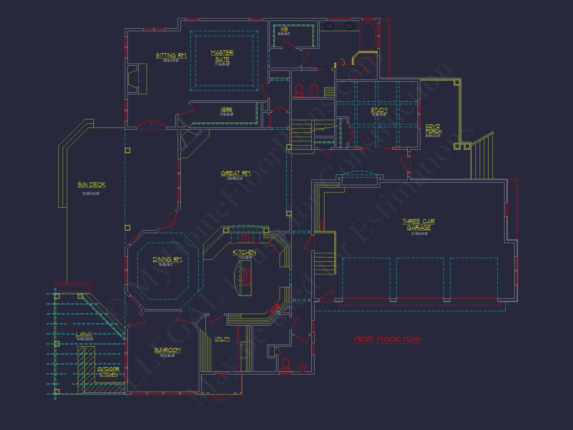 Traditional Craftsman house Plan - Detailed Floor Blueprint