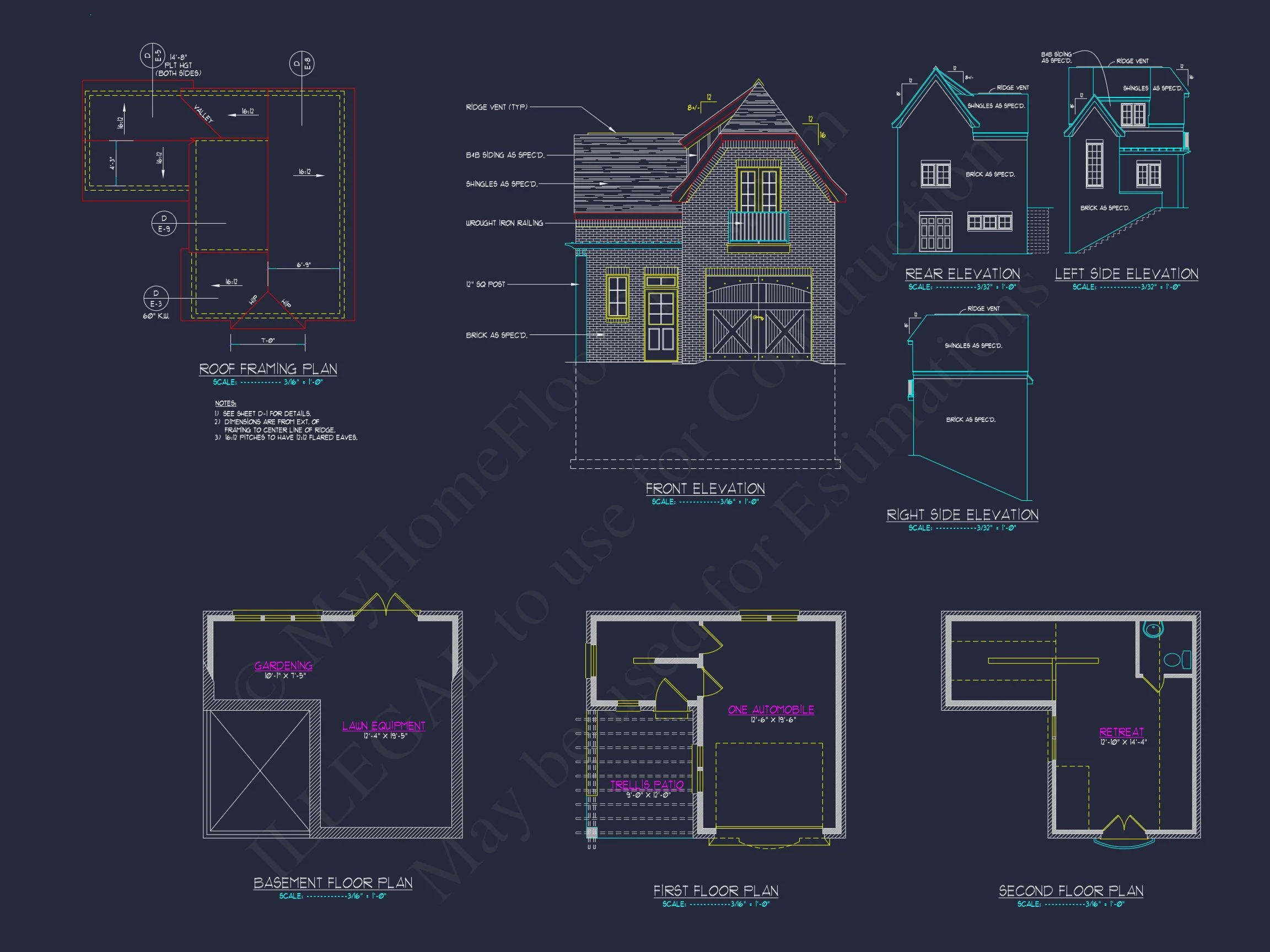 8-1160 GARAGE PLAN - 1-Bed, 1-Bath, 378 SF Traditional Garage Home Plan 3 Compact Garage house Plan with 2 Stories and 1 Bedroom