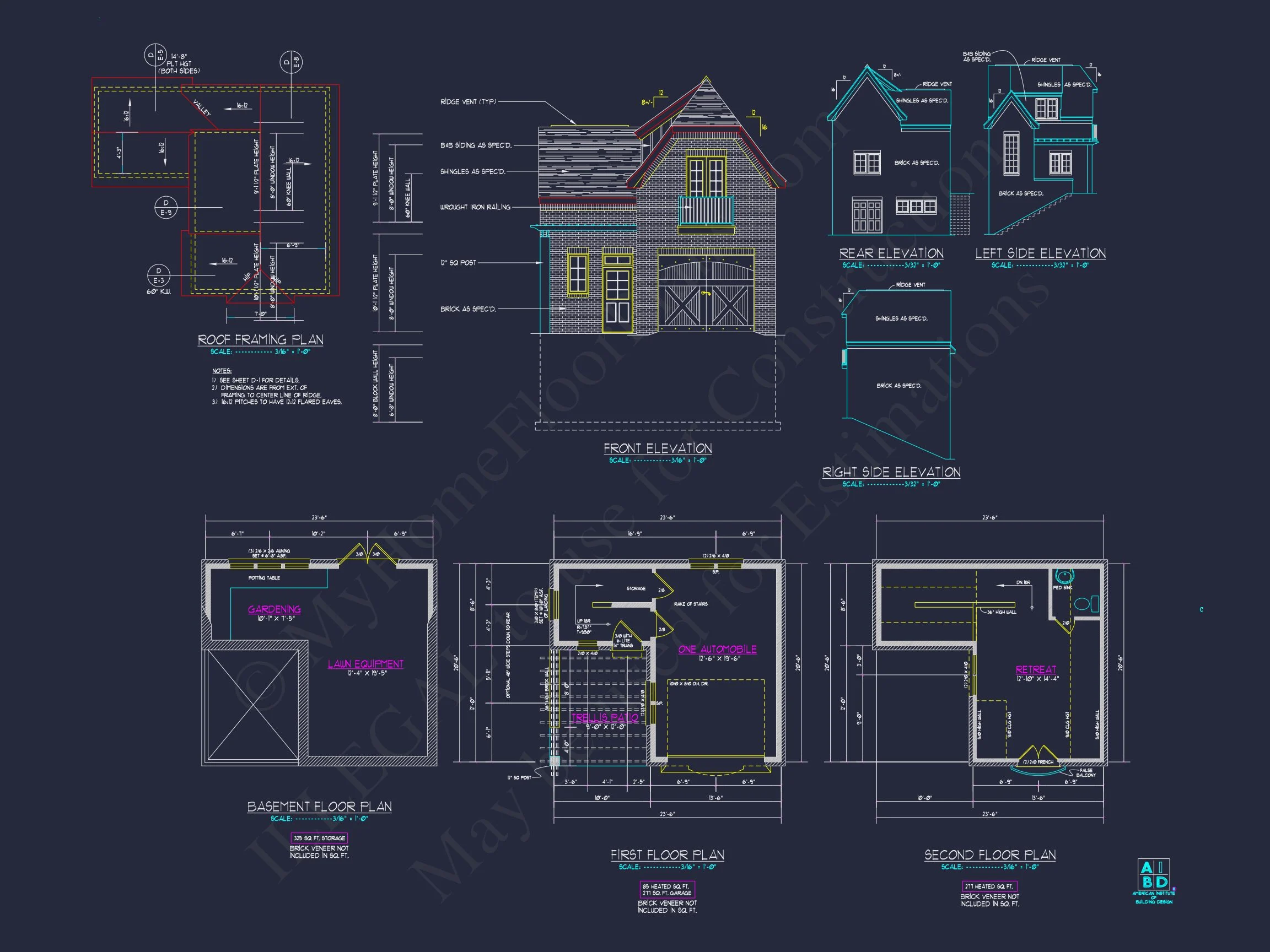 8-1160 GARAGE PLAN - 1-Bed, 1-Bath, 378 SF Traditional Garage Home Plan 4 Compact Garage house Plan with 2 Stories and 1 Bedroom