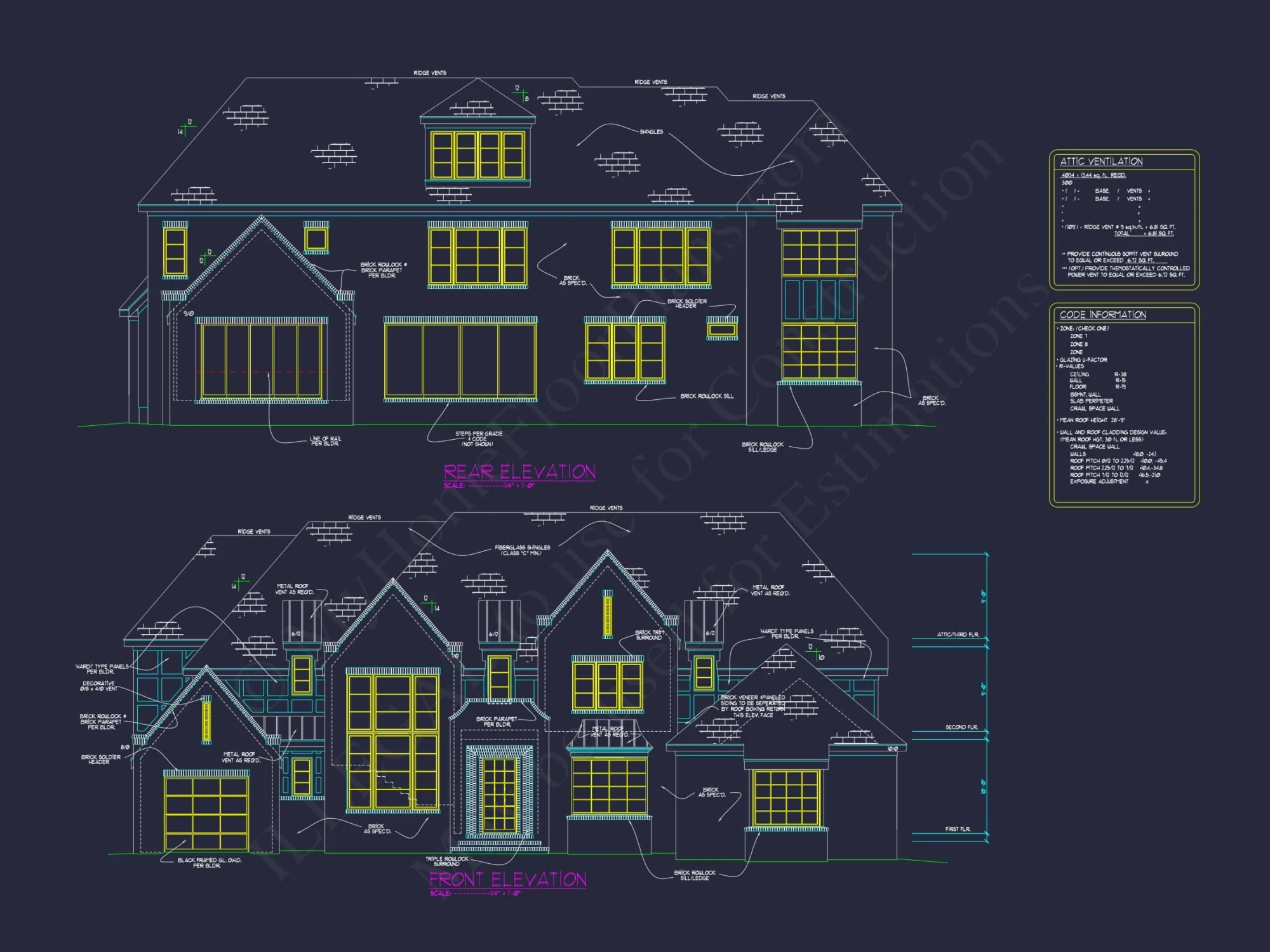 Luxury 3-Story Modern Floor Plan with 5 Bedrooms and CAD Designs