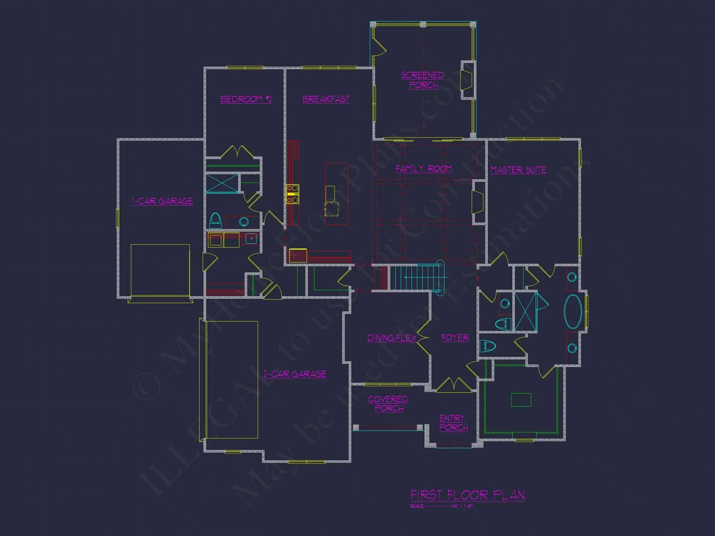 19-2444 HOUSE PLAN - 4-Bed, 3-Bath Transitional Farmhouse Plan – 3,425 Sq Ft with Bonus Rooms 44 Modern house Floor Plan: CAD Designs with 4 Bedrooms