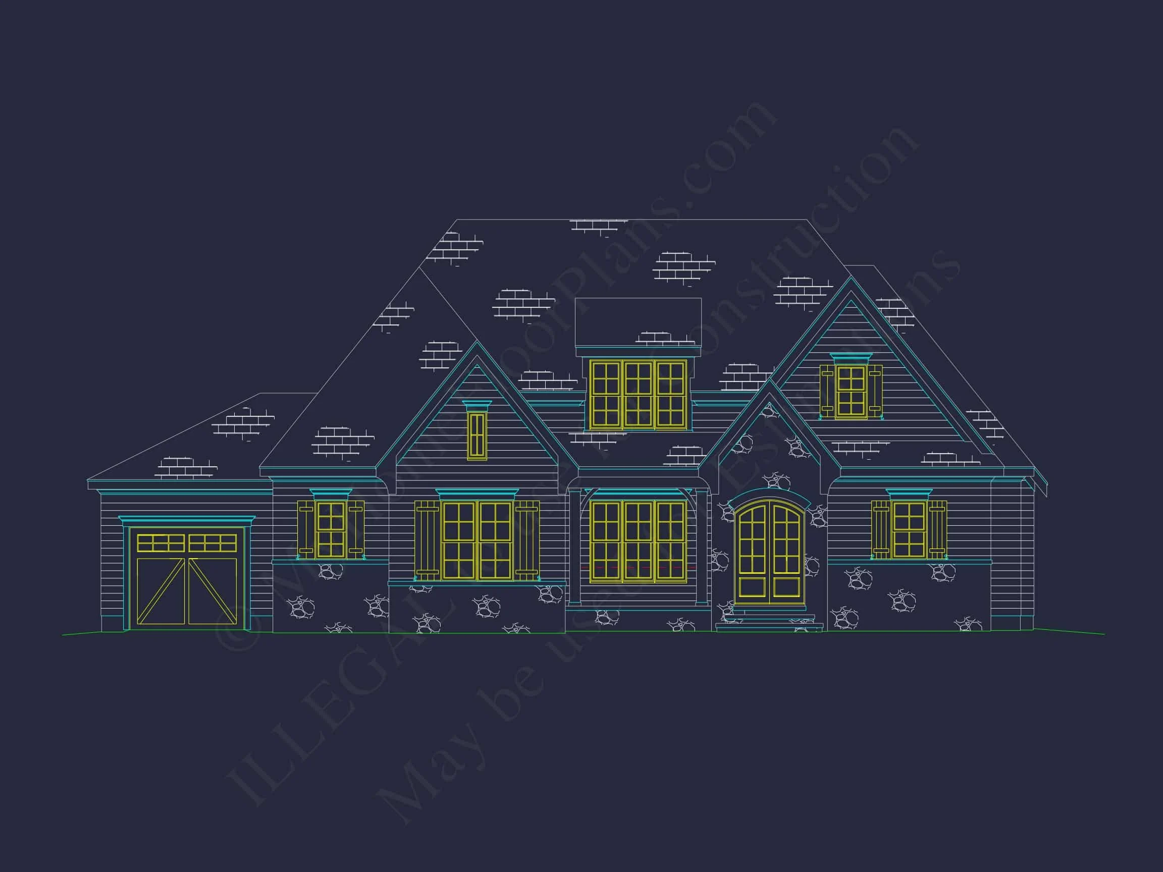 19-2444 HOUSE PLAN - 4-Bed, 3-Bath Transitional Farmhouse Plan – 3,425 Sq Ft with Bonus Rooms 41 Modern house Floor Plan: CAD Designs with 4 Bedrooms