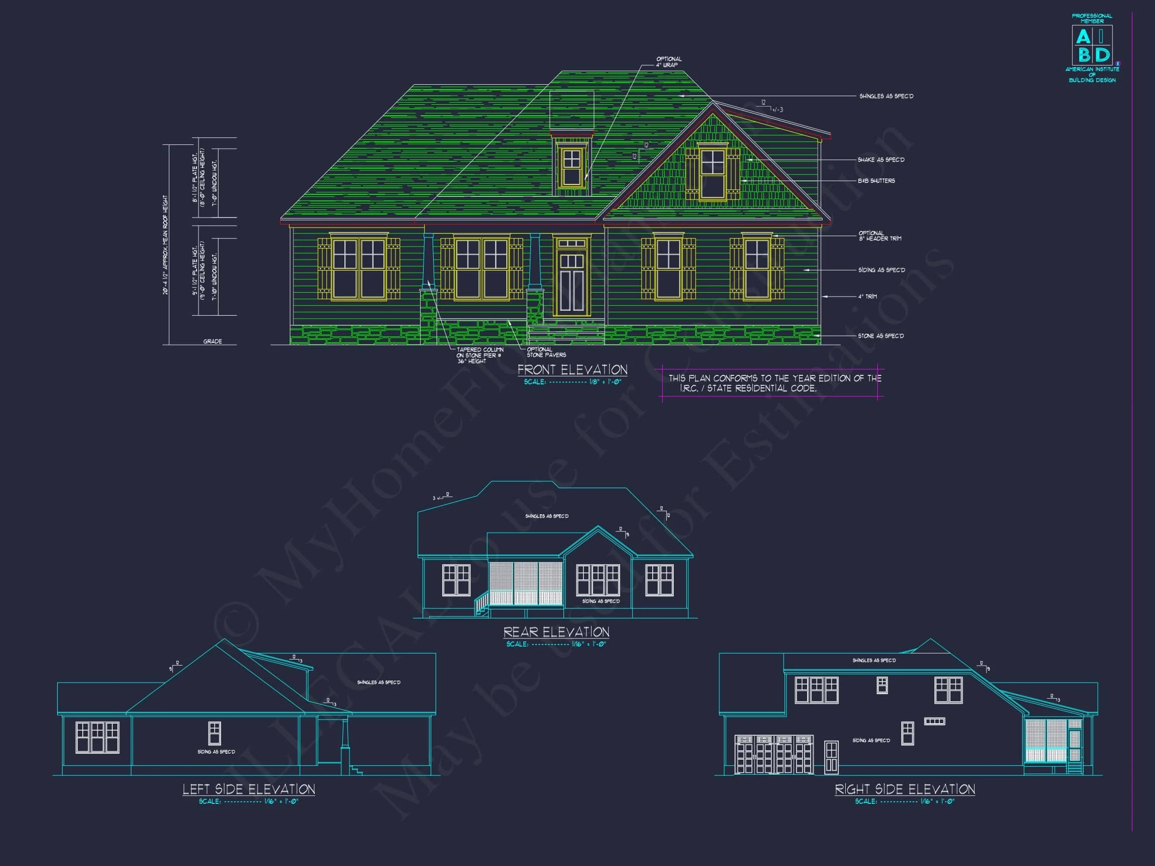 18-2238 HOUSE PLAN - 4-Bed, 3-Bath, 2,495 SF Traditional Craftsman House Plan 5 house Floor Plan with 4 Bed Options - Architectural Designs & CAD