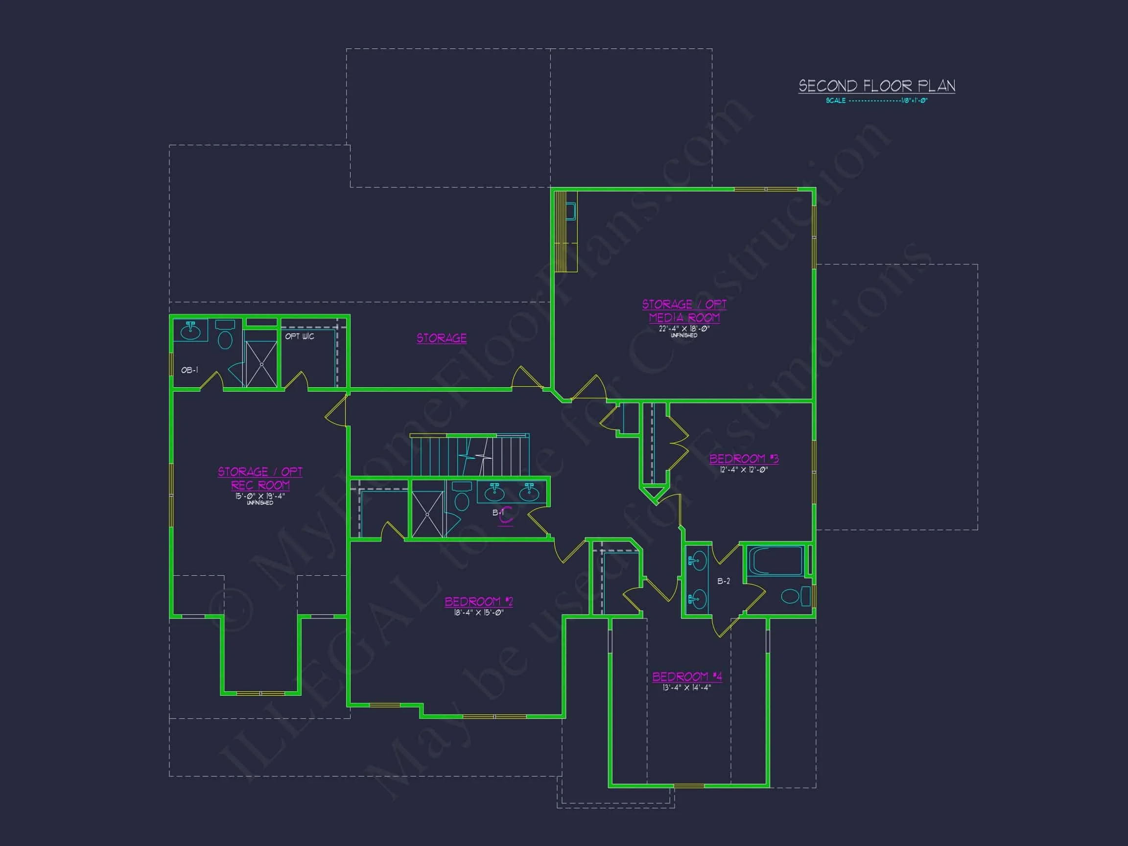 18-2206 HOUSE PLAN - Modern Floor Plan with 5 Bedrooms | CAD Architectural House Design 5 Modern Floor Plan with 5 Bedrooms