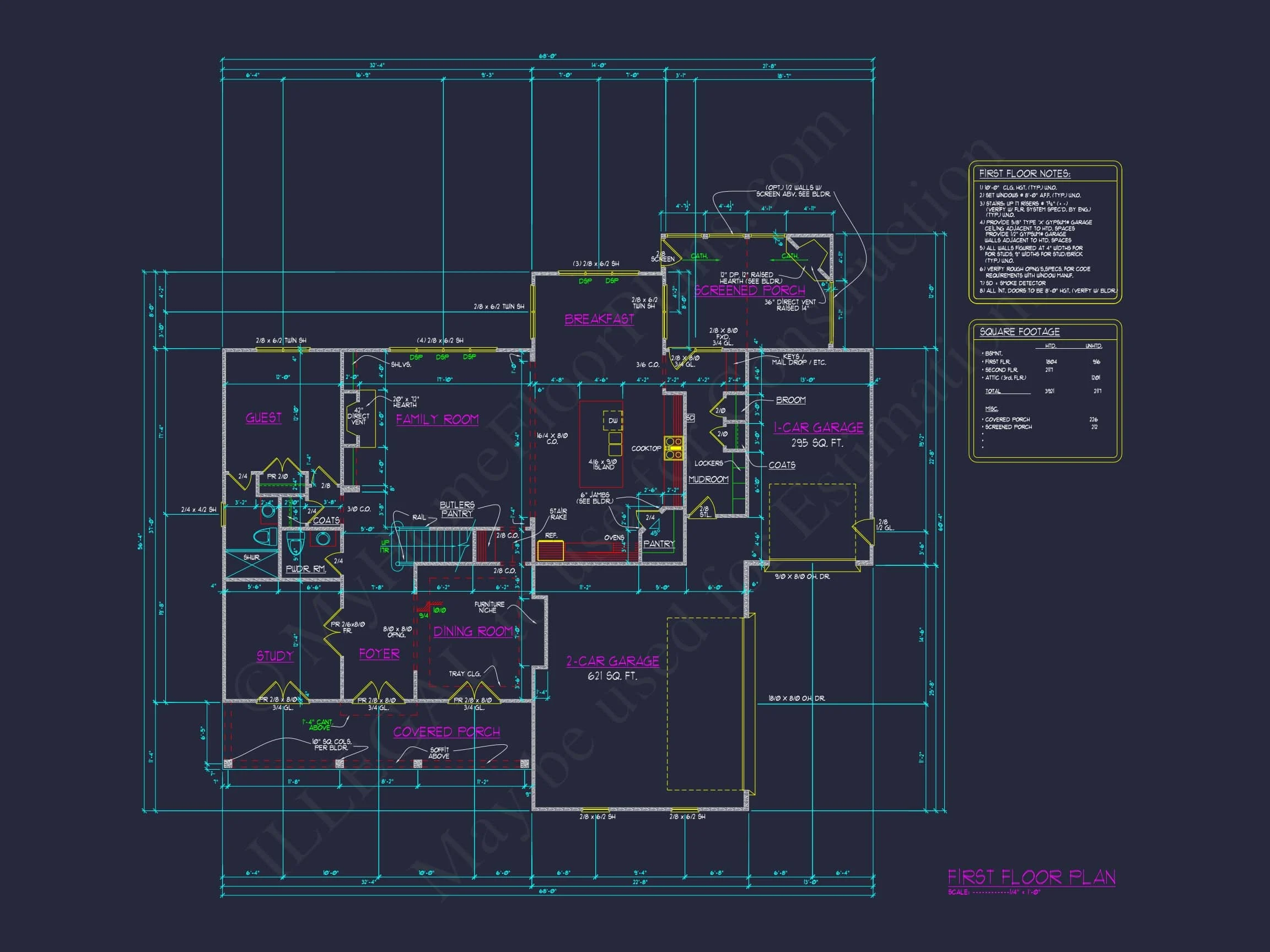 16-1786 HOUSE PLAN - Modern Craftsman House Plan with 3 Floors, CAD Designs 7 Modern Craftsman house Plan with 3 Floors, CAD Designs