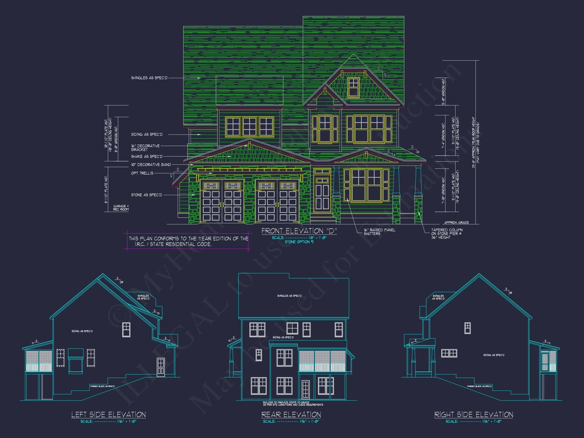 16-1733 HOUSE PLAN - 4-Bed, 3.5-Bath, 3,326 SF Traditional Colonial House Plan 32 Beautiful Craftsman house Plan with Detailed CAD Designs