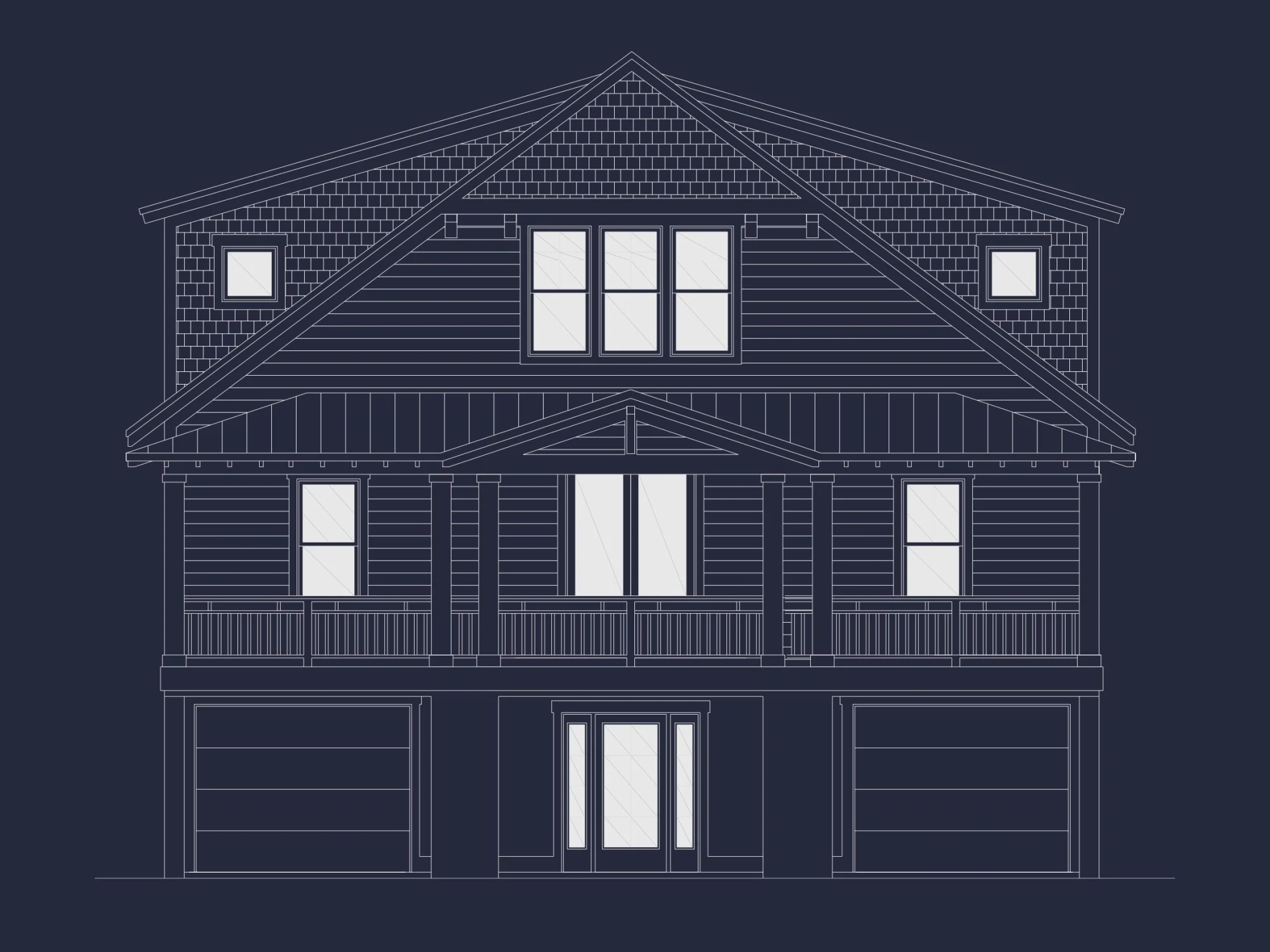Modern Beach house Floor Plan with CAD Blueprint Designs