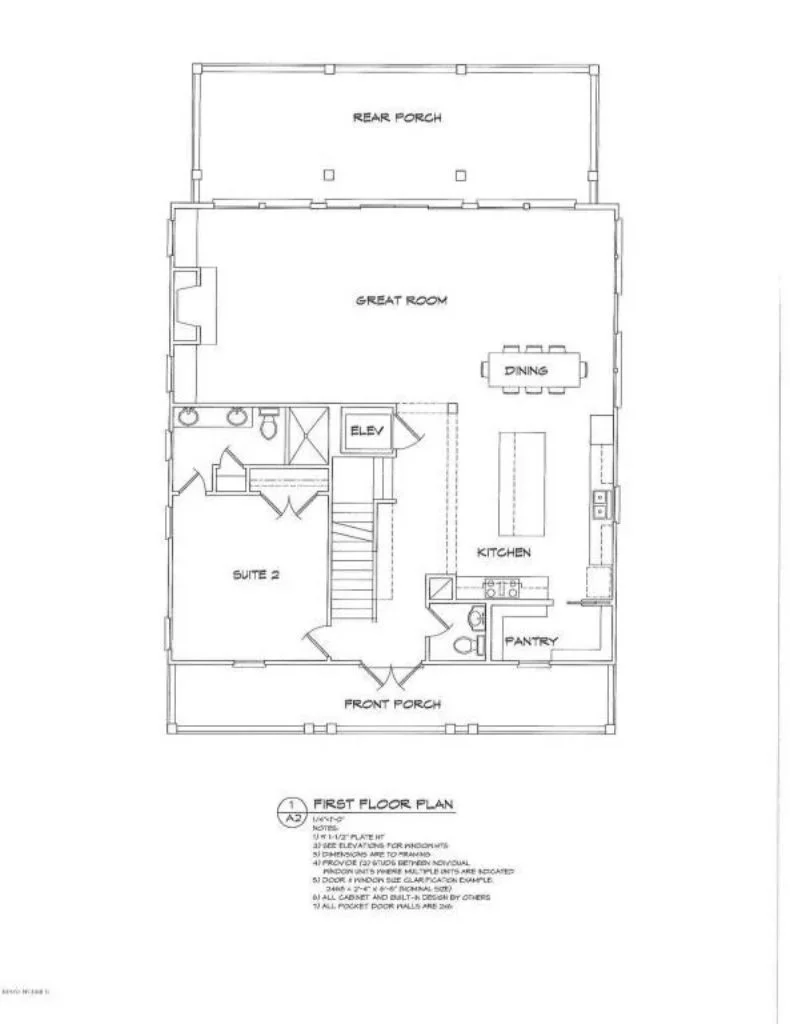 16-1719 HOUSE PLAN - 5-Bed, 5-Bath, 3,919 SF Coastal Beach House Plan 46 Modern Beach house Floor Plan with CAD Blueprint Designs