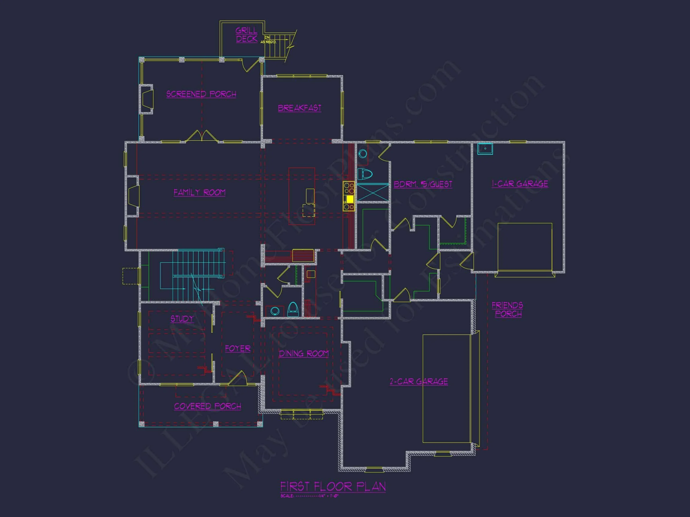 16-1429 HOUSE PLAN - 5-Bed, 6.5-Bath, 5,334 SF Modern Farmhouse House Plan 35 Spacious 3-Story Luxury house Plan with CAD Blueprints & Designs