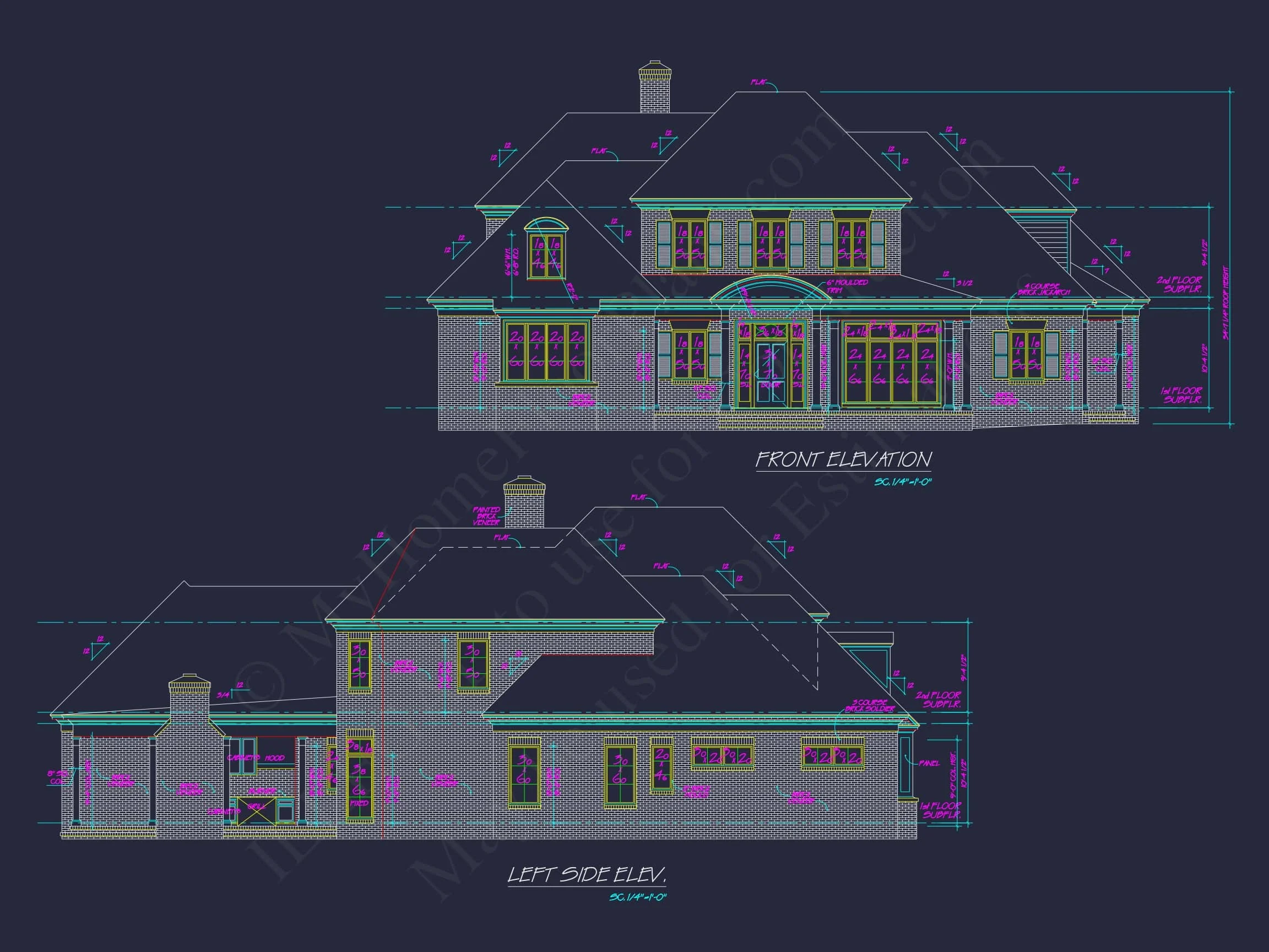 16-1212 HOUSE PLAN - 4-Bed, 5-Bath French Country House Plan – 5,000 Sq Ft, 2 Stories with Bonus Room & Oversized Garage 8 Elegant 2-Story house Plan with CAD Blueprint & Architectural Designs
