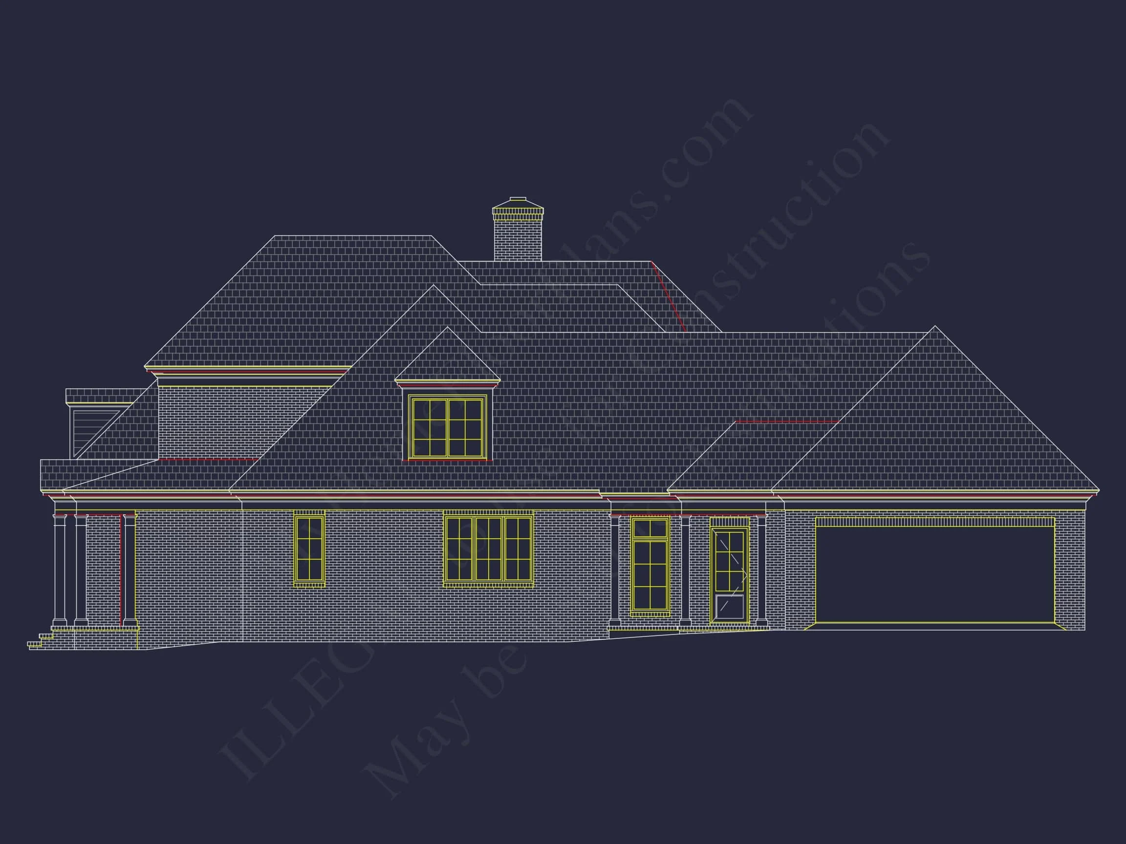 16-1212 HOUSE PLAN - 4-Bed, 5-Bath French Country House Plan – 5,000 Sq Ft, 2 Stories with Bonus Room & Oversized Garage 7 Elegant 2-Story house Plan with CAD Blueprint & Architectural Designs