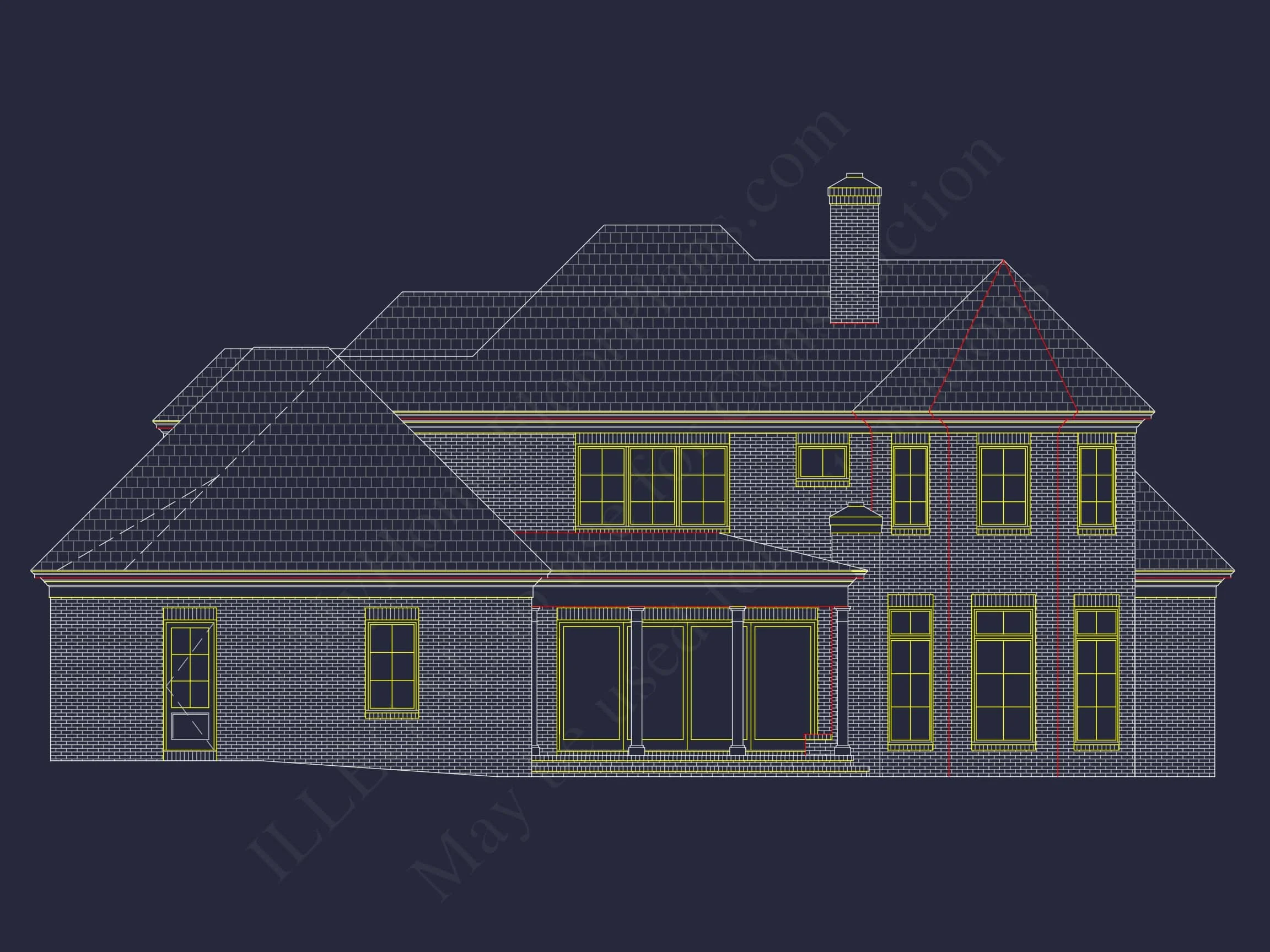 16-1212 HOUSE PLAN - 4-Bed, 5-Bath French Country House Plan – 5,000 Sq Ft, 2 Stories with Bonus Room & Oversized Garage 6 Elegant 2-Story house Plan with CAD Blueprint & Architectural Designs