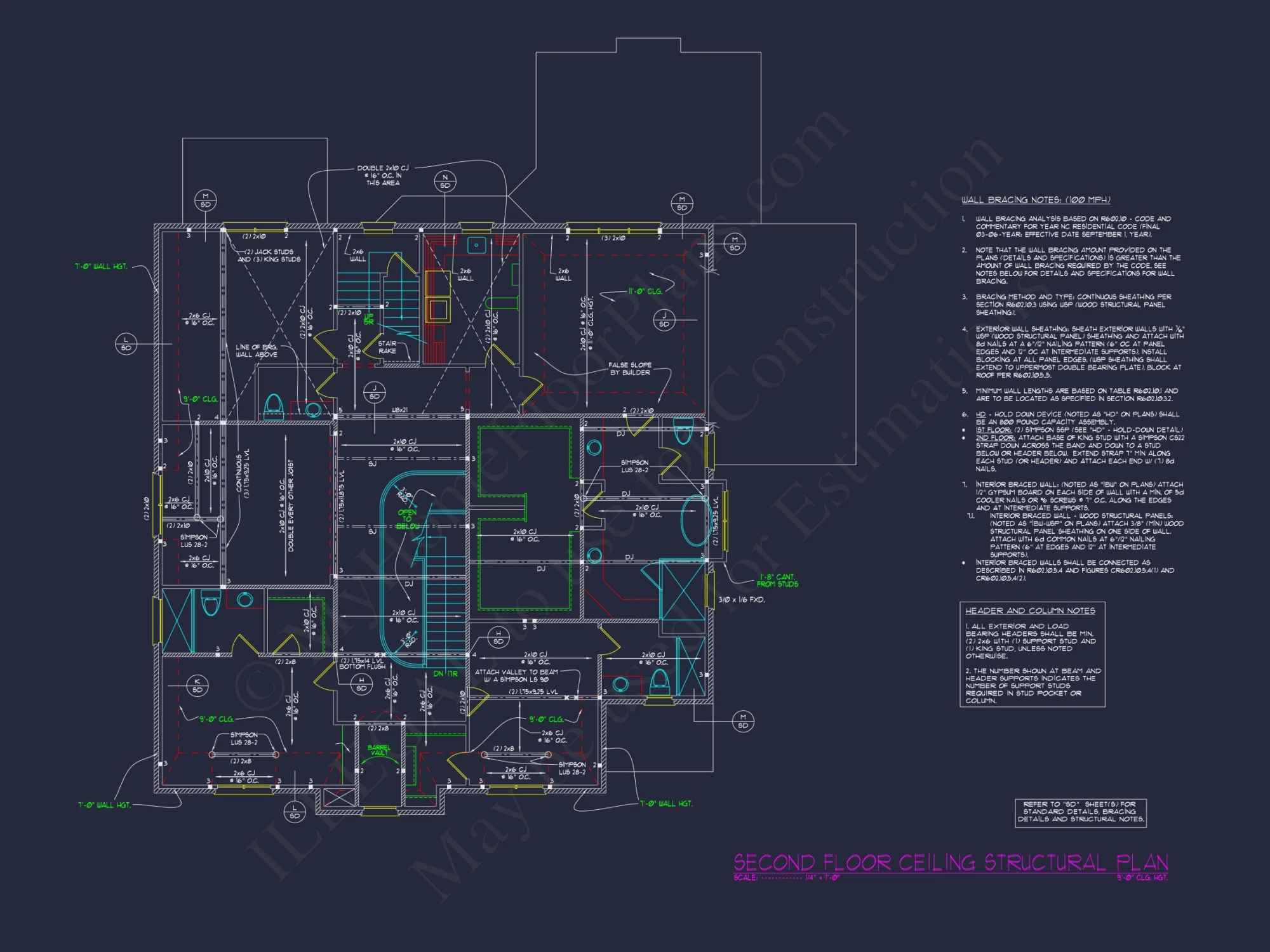 Detailed house Plan with 5 Beds, Floor Designs & CAD Blueprint