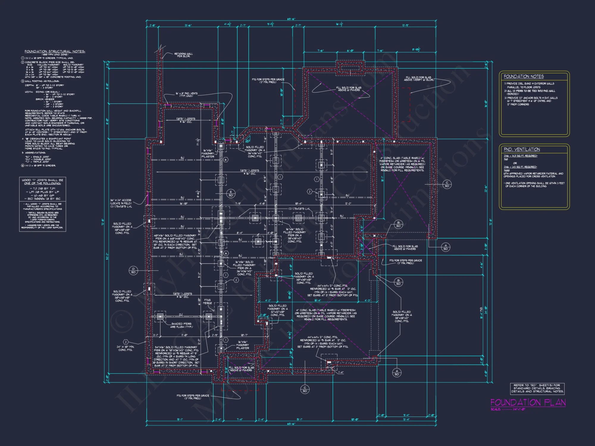 Detailed house Plan with 5 Beds, Floor Designs & CAD Blueprint