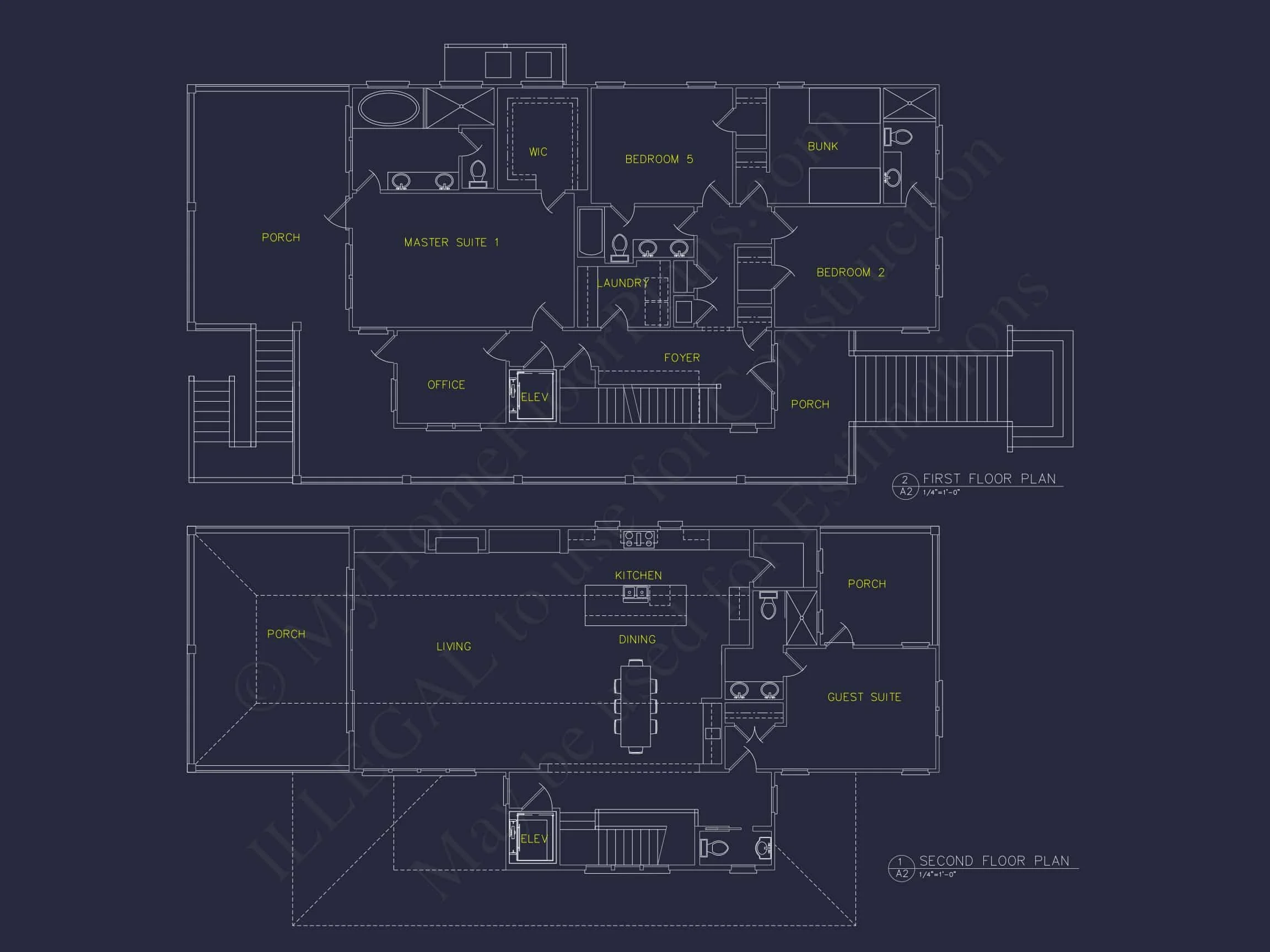 16-1162 HOUSE PLAN - Beach House Floor Plan with CAD, 5 Bedrooms, and 2 Levels 5 Beach house Floor Plan with CAD, 5 Bedrooms, and 2 Levels