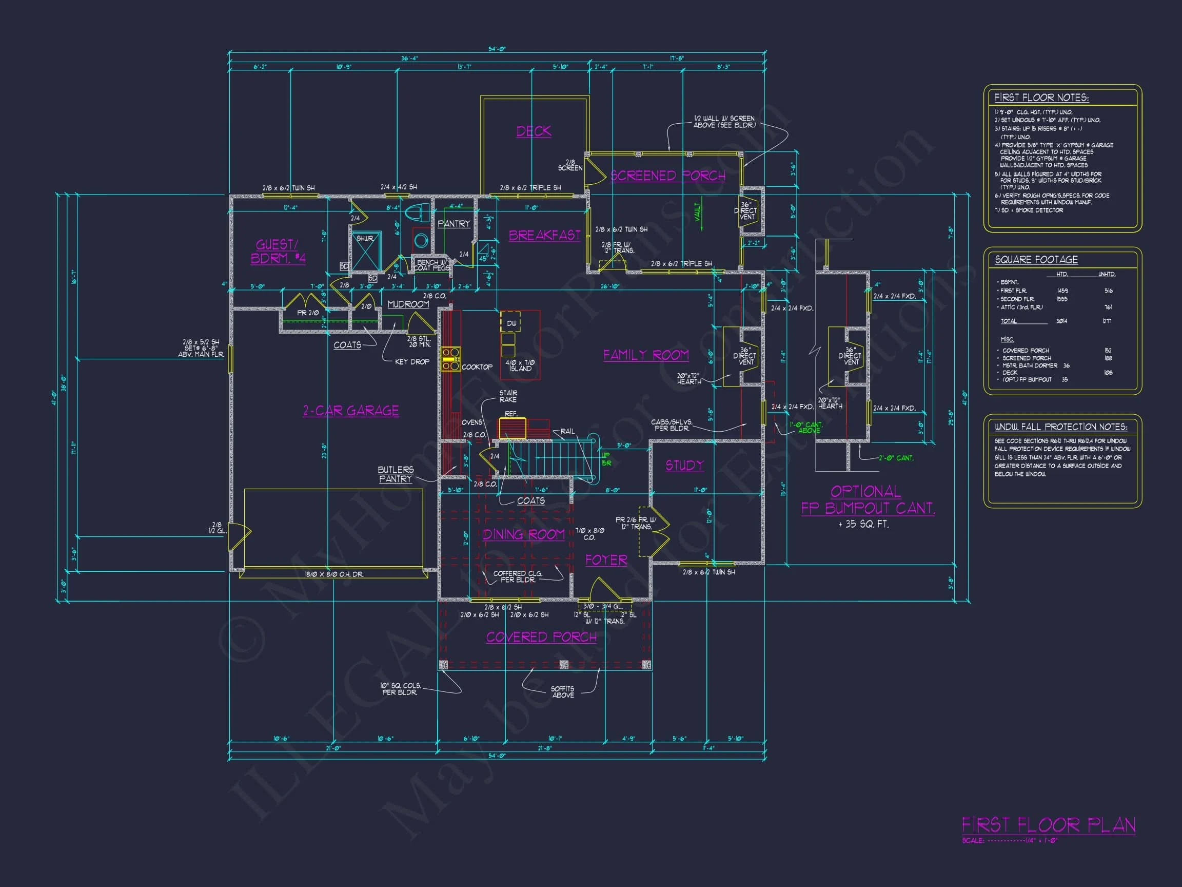 15-2051 HOUSE PLAN - 4-Bed, 5-Bath, 3,014 SF Traditional Craftsman House Plan 34 CAD Floor Plans and Designs